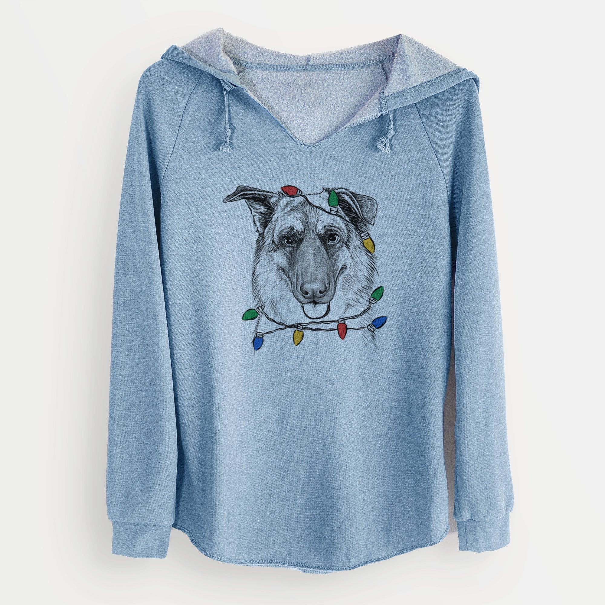 Christmas Lights Henry the German Shepherd - Cali Wave Hooded Sweatshirt