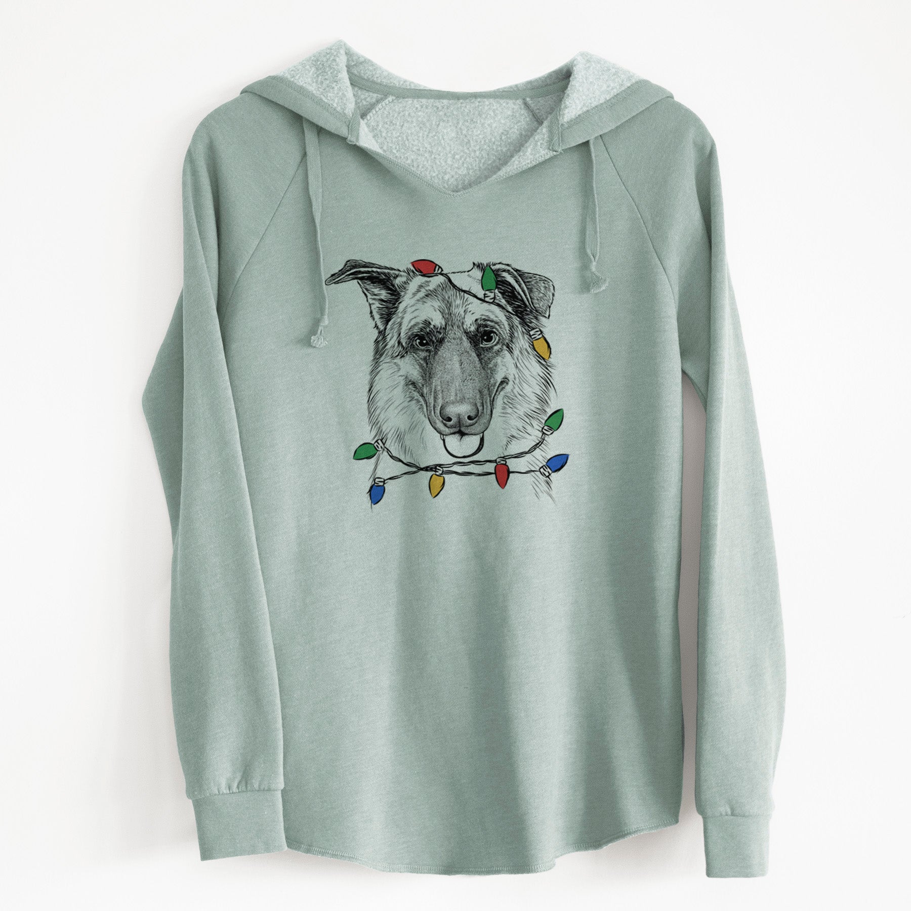 Christmas Lights Henry the German Shepherd - Cali Wave Hooded Sweatshirt