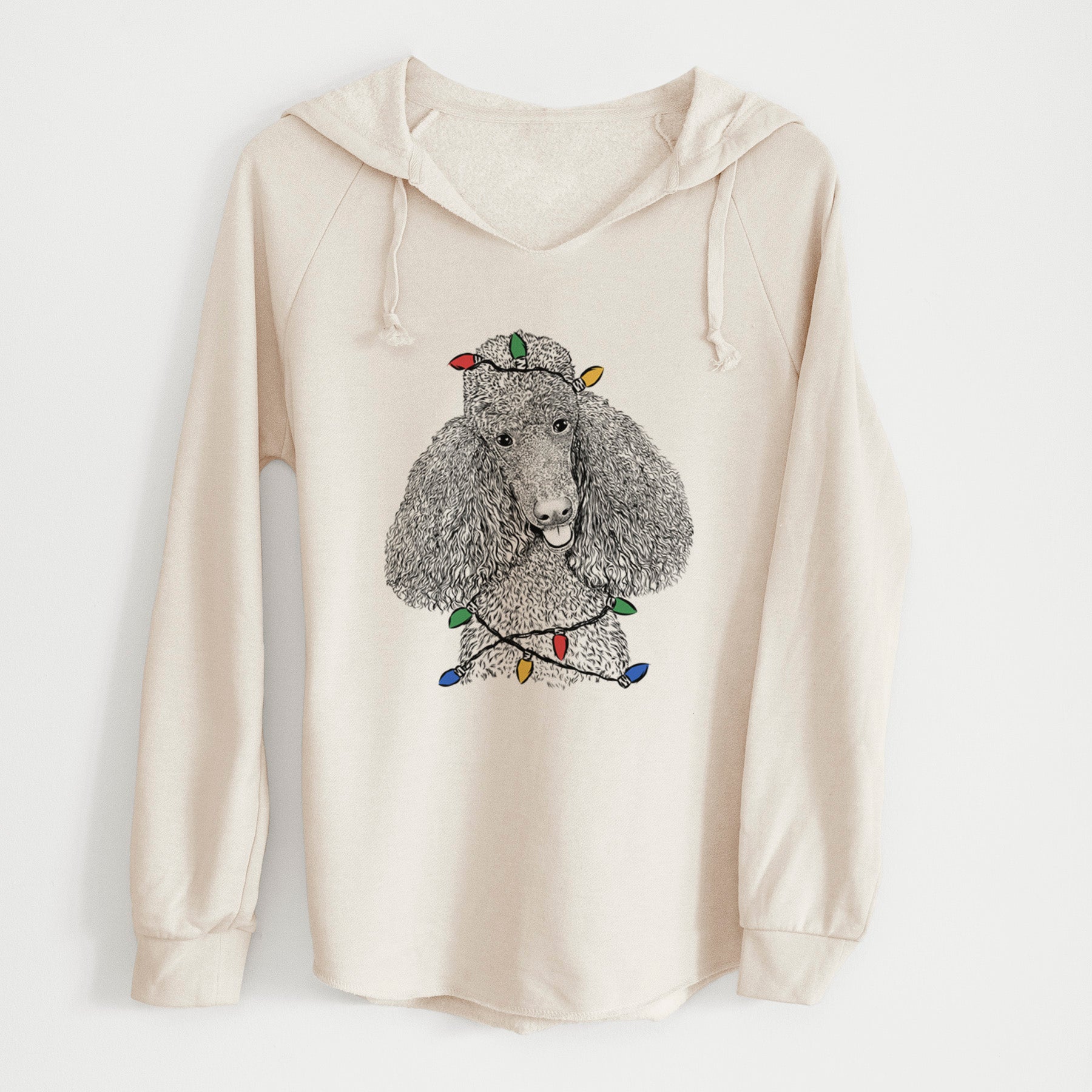 Christmas Lights Henry the Standard Poodle - Cali Wave Hooded Sweatshirt