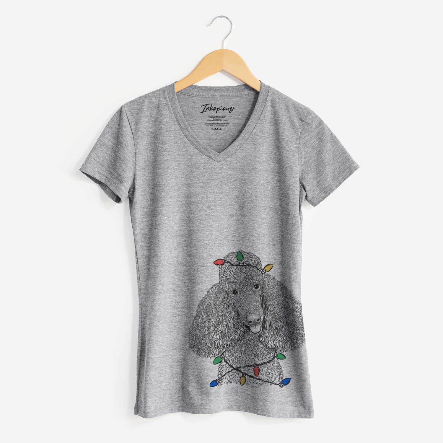 Christmas Lights Henry the Standard Poodle - Women's V-neck Shirt