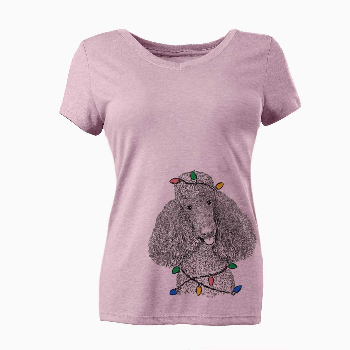 Christmas Lights Henry the Standard Poodle - Women's V-neck Shirt