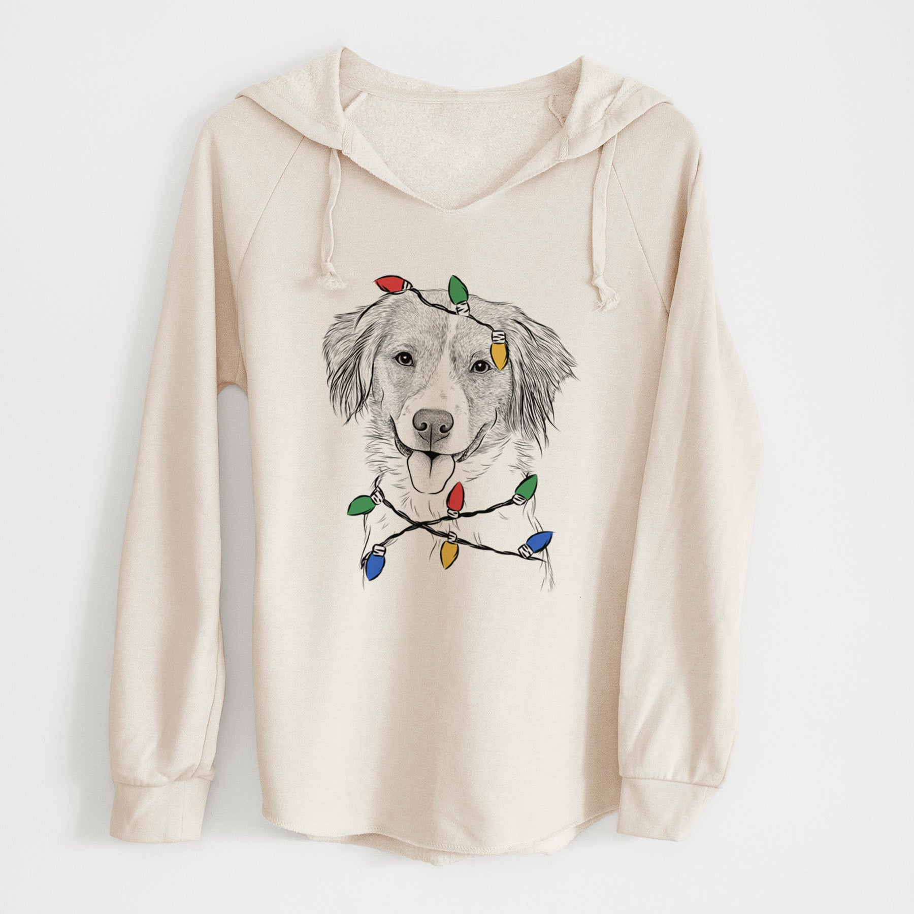 Christmas Lights Hercules the Nederlandse Kooikerhondje - Cali Wave Hooded Sweatshirt