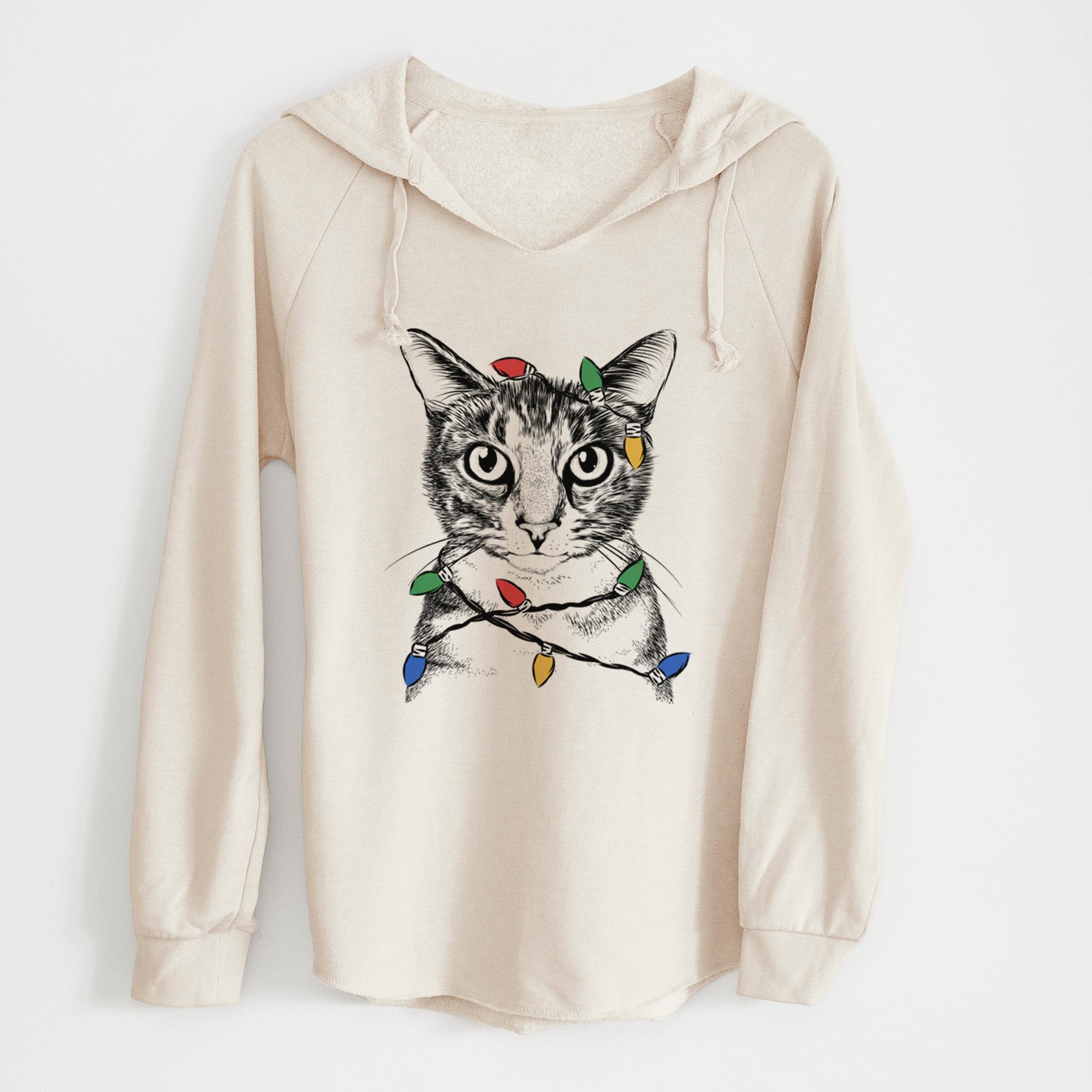 Christmas Lights Hobbes the Tabby Cat - Cali Wave Hooded Sweatshirt