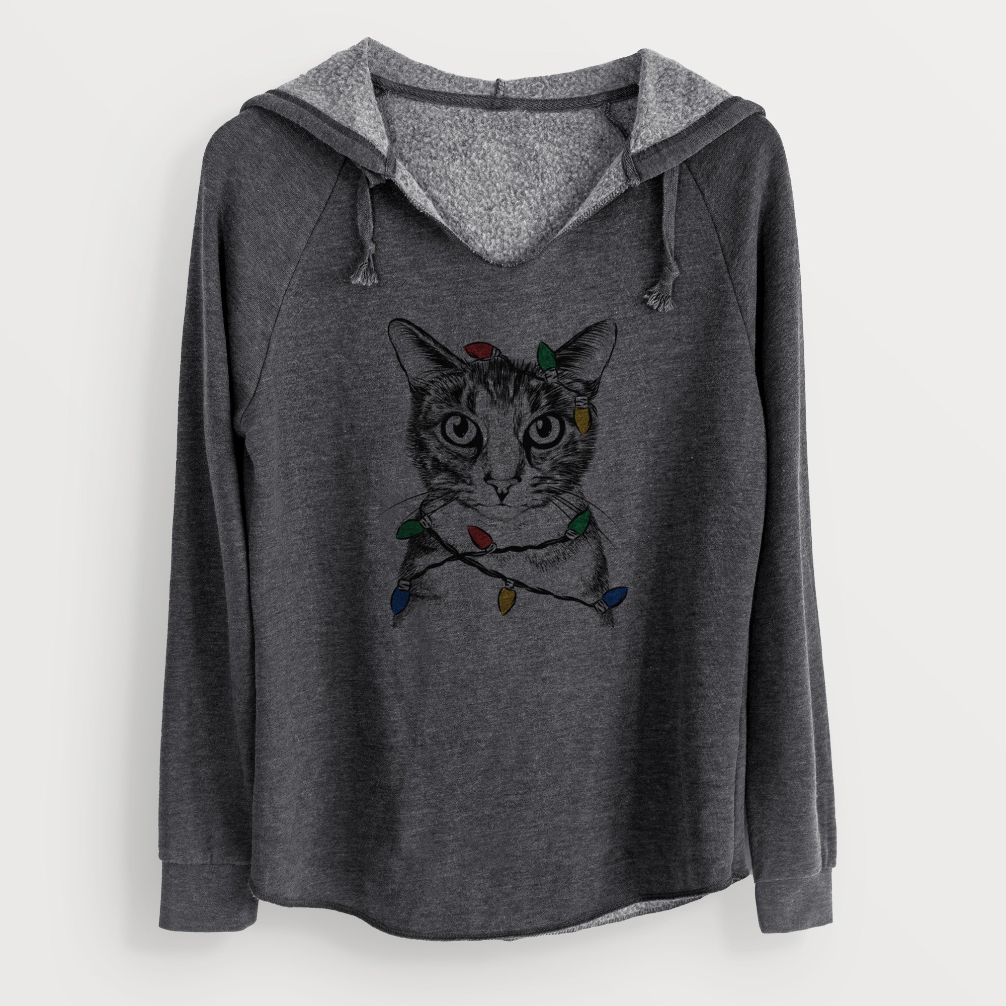 Christmas Lights Hobbes the Tabby Cat - Cali Wave Hooded Sweatshirt