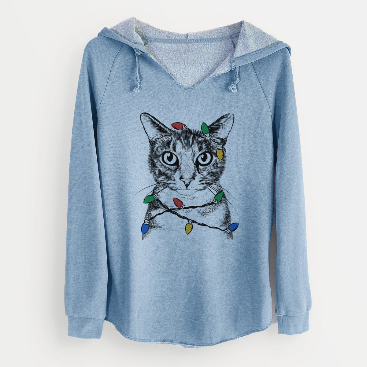 Christmas Lights Hobbes the Tabby Cat - Cali Wave Hooded Sweatshirt