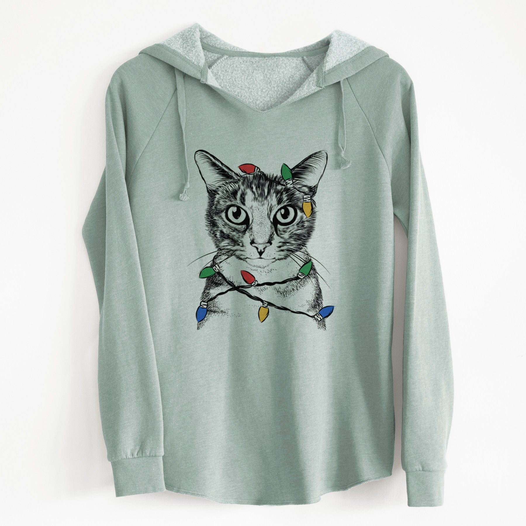 Christmas Lights Hobbes the Tabby Cat - Cali Wave Hooded Sweatshirt