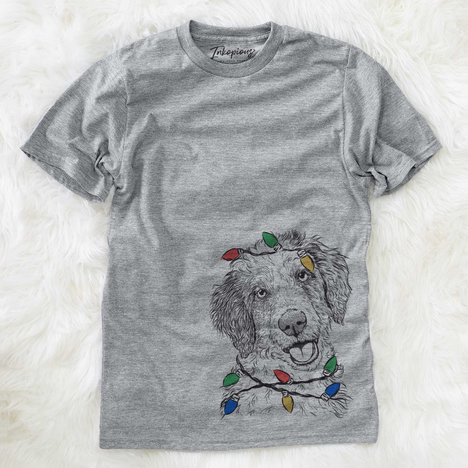 Christmas Lights Hoge the Aussiedoodle - Unisex Crewneck