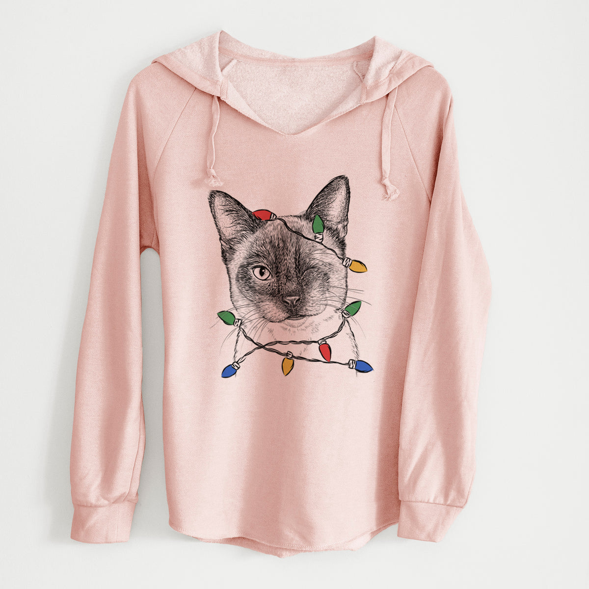 Christmas Lights Hoggle the Siamese Cat - Cali Wave Hooded Sweatshirt