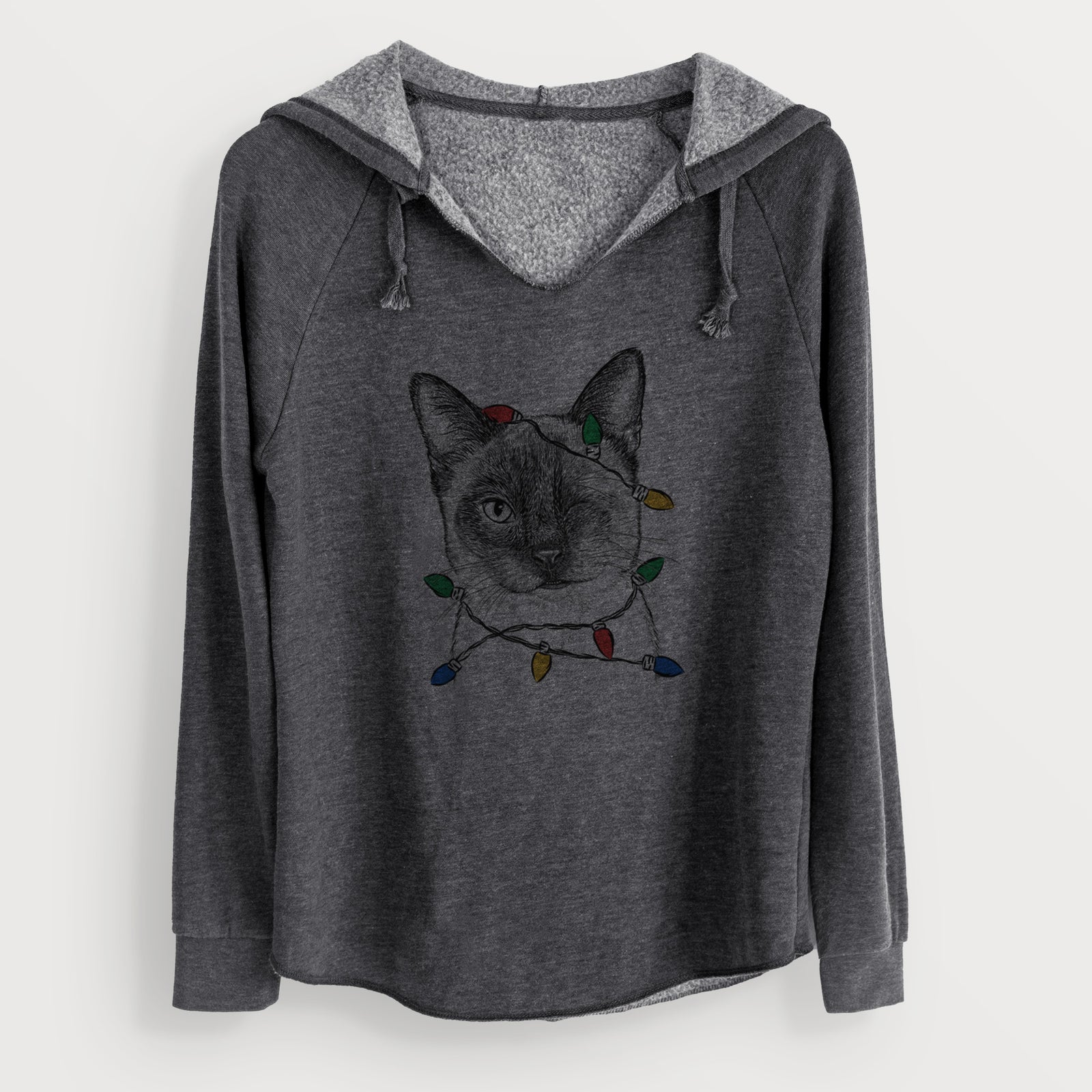 Christmas Lights Hoggle the Siamese Cat - Cali Wave Hooded Sweatshirt