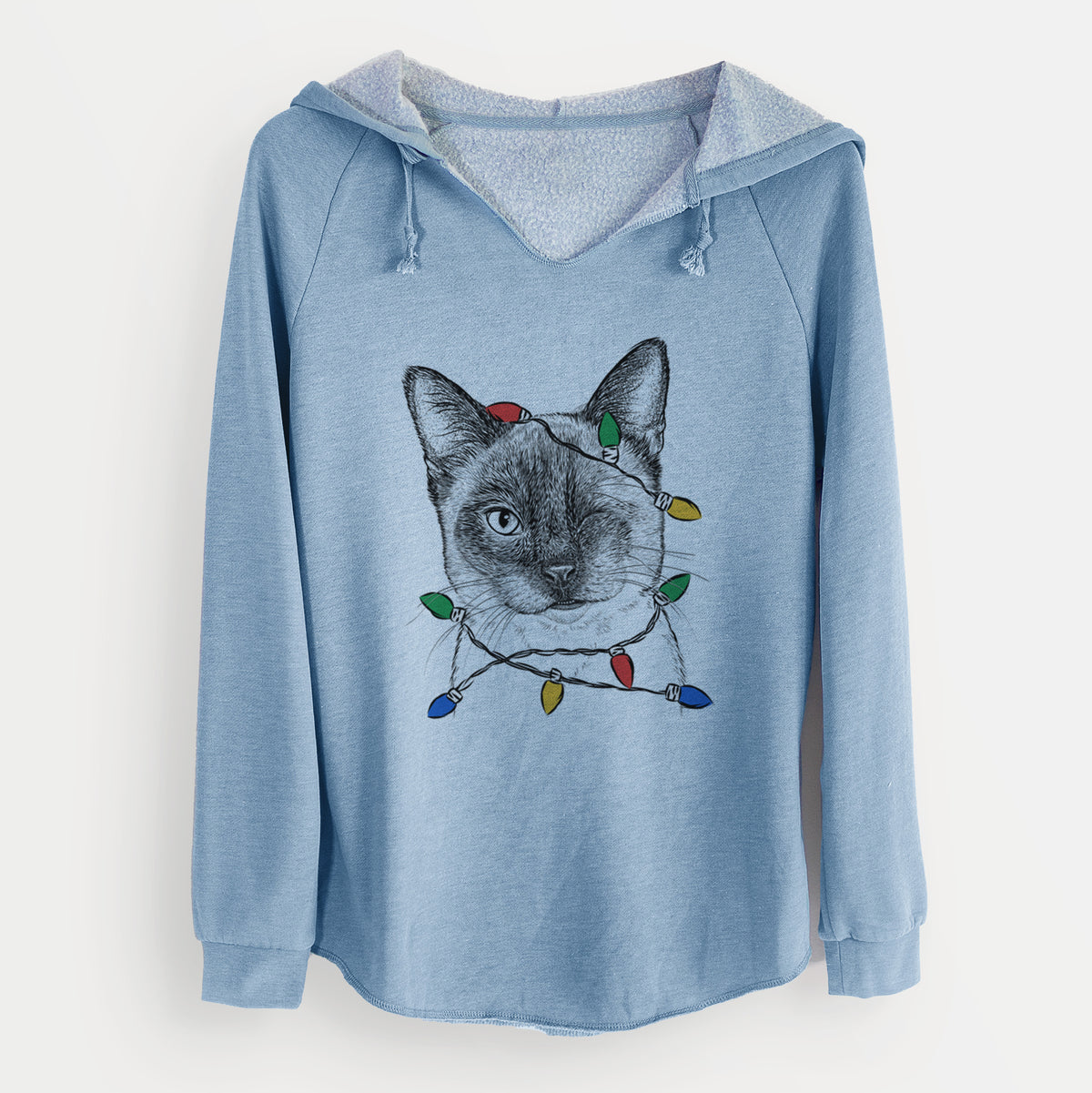 Christmas Lights Hoggle the Siamese Cat - Cali Wave Hooded Sweatshirt