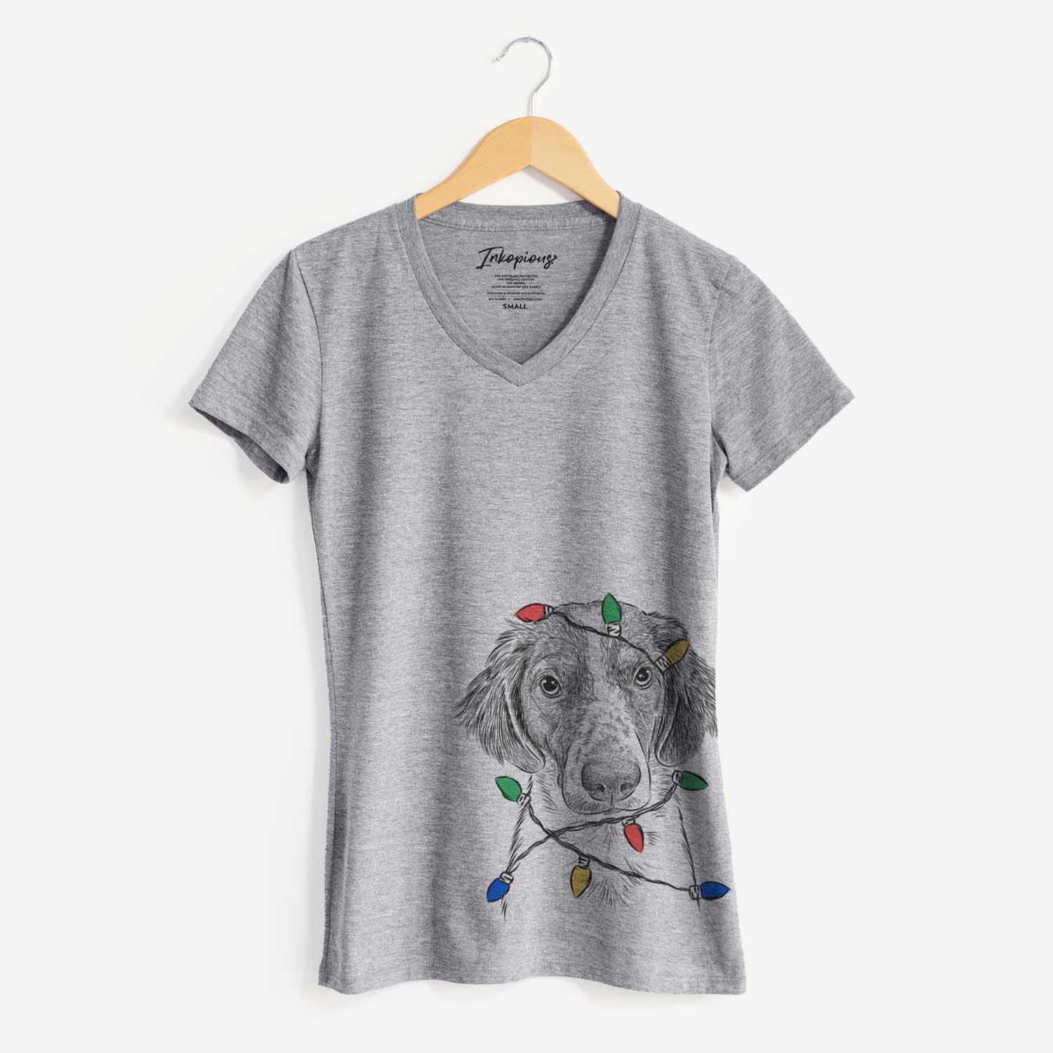 Christmas Lights Holly the Brittany Spaniel - Women's V-neck Shirt