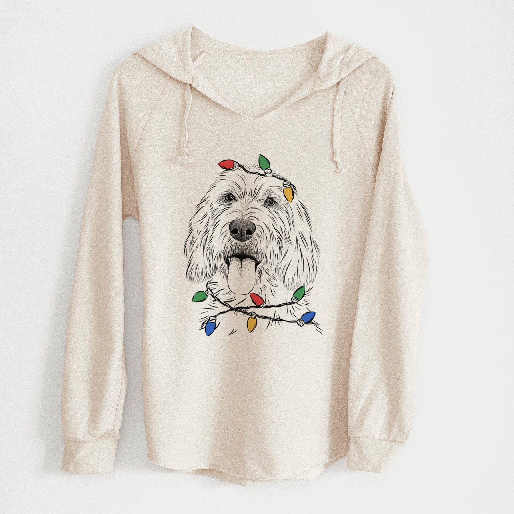 Christmas Lights Homer the Grand Basset Griffon Vendeen - Cali Wave Hooded Sweatshirt