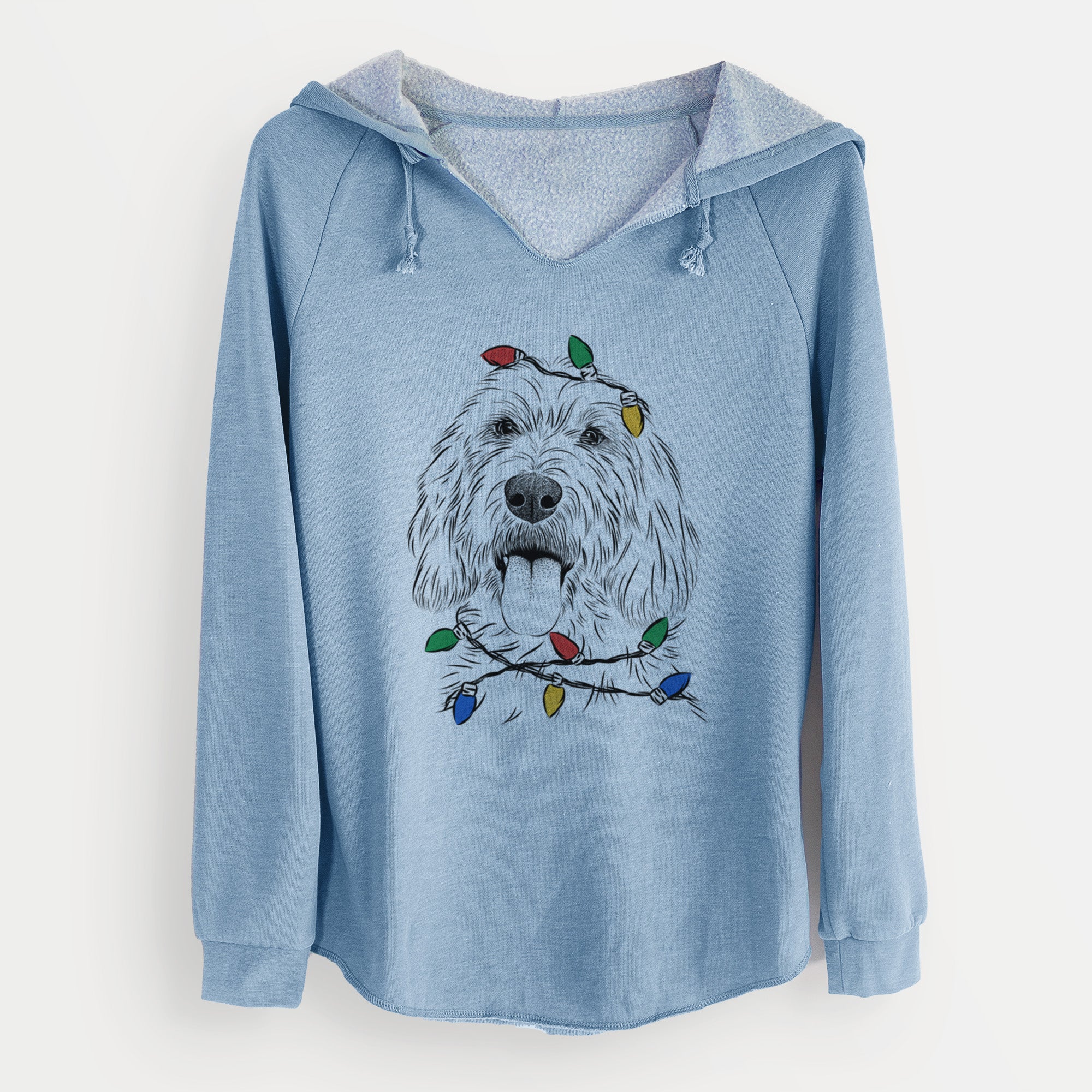 Christmas Lights Homer the Grand Basset Griffon Vendeen - Cali Wave Hooded Sweatshirt