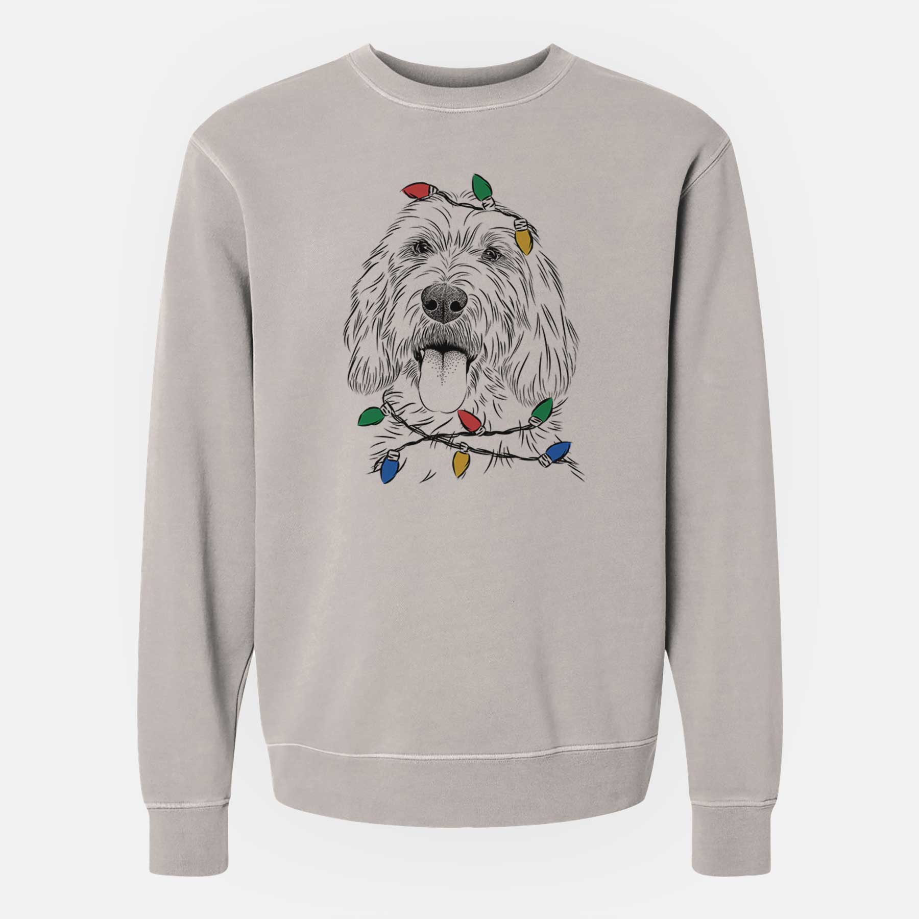 Christmas Lights Homer the Grand Basset Griffon Vendeen - Unisex Pigment Dyed Crew Sweatshirt