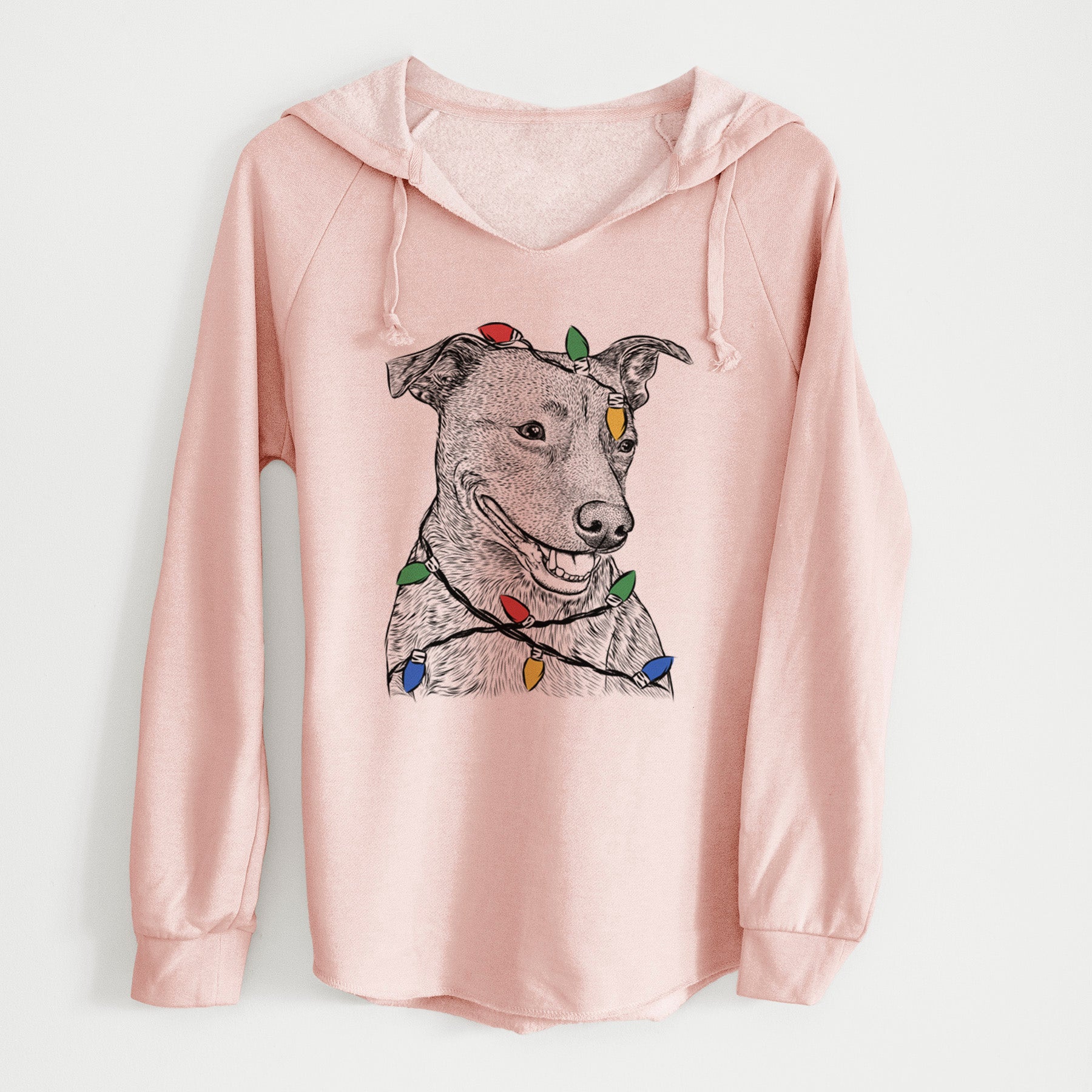 Christmas Lights Honey the Lab Pit Mix - Cali Wave Hooded Sweatshirt