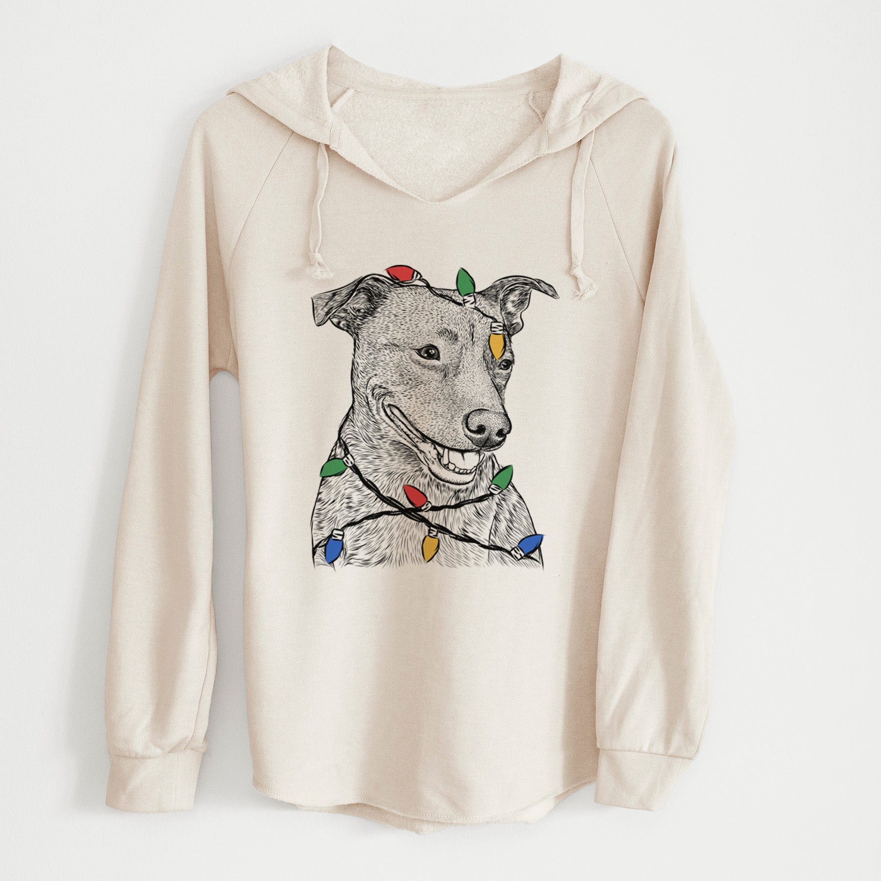 Christmas Lights Honey the Lab Pit Mix - Cali Wave Hooded Sweatshirt