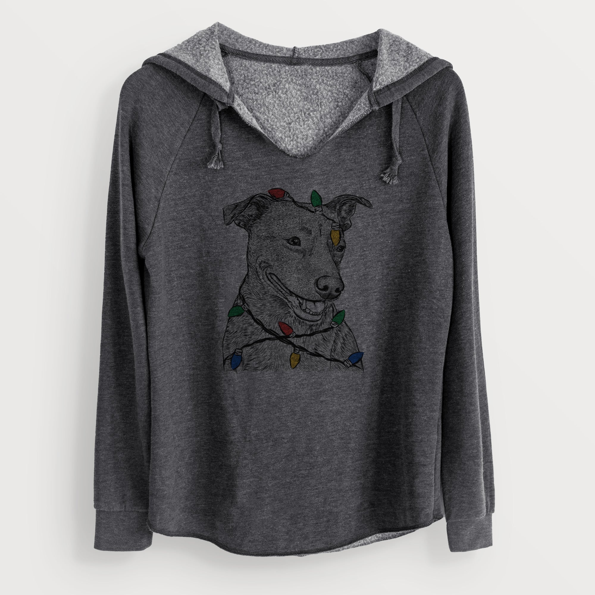 Christmas Lights Honey the Lab Pit Mix - Cali Wave Hooded Sweatshirt