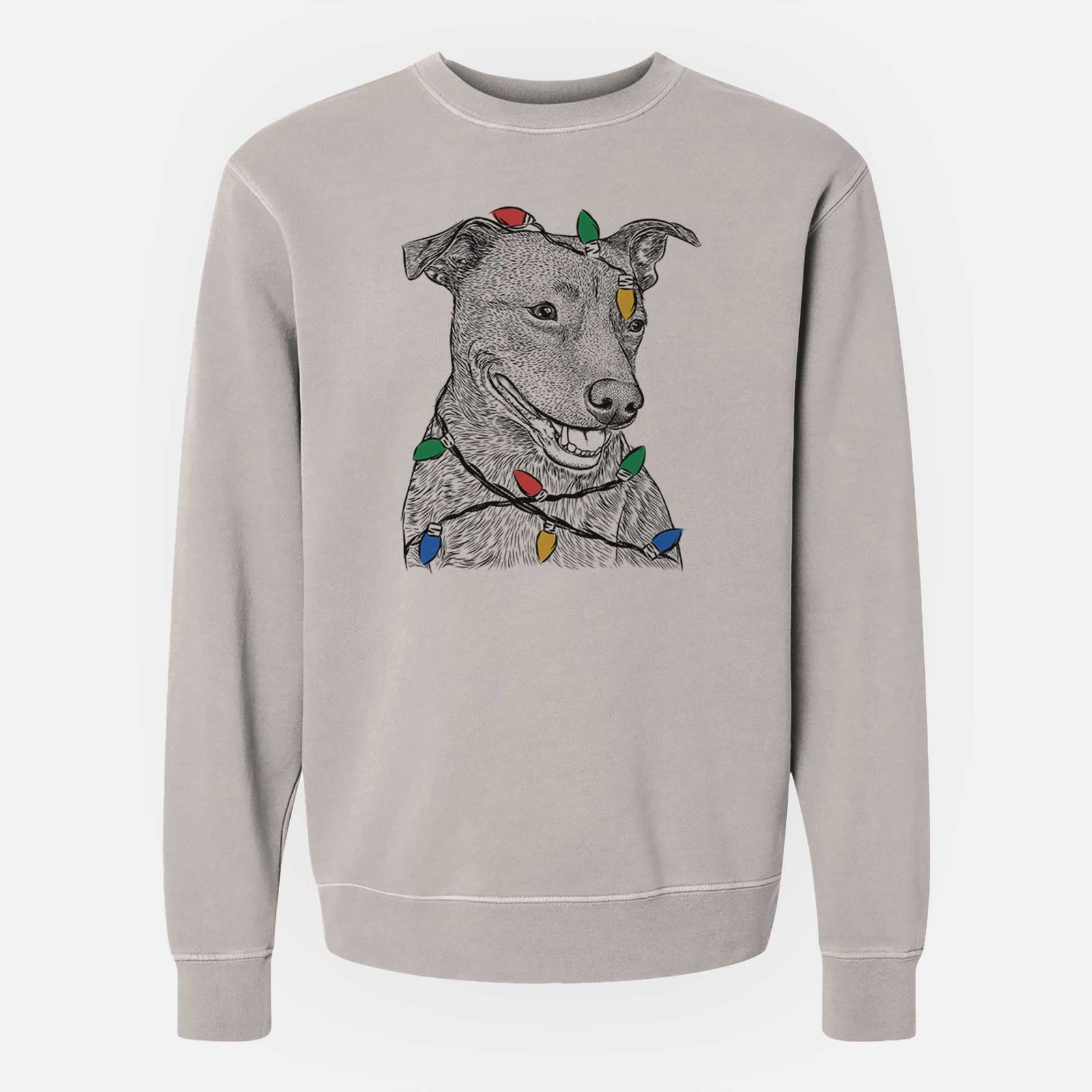 Christmas Lights Honey the Lab Pit Mix - Unisex Pigment Dyed Crew Sweatshirt