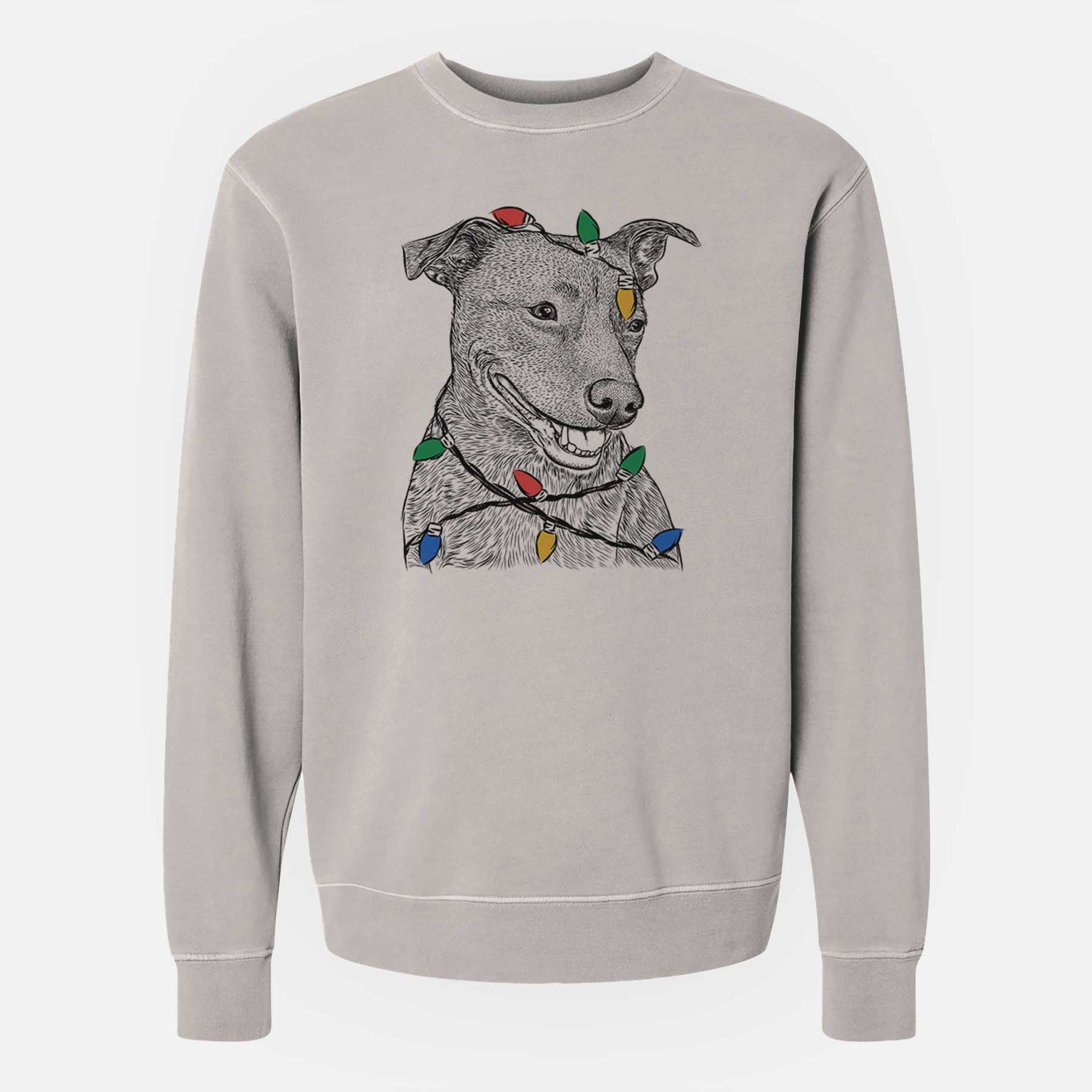 Christmas Lights Honey the Lab Pit Mix - Unisex Pigment Dyed Crew Sweatshirt
