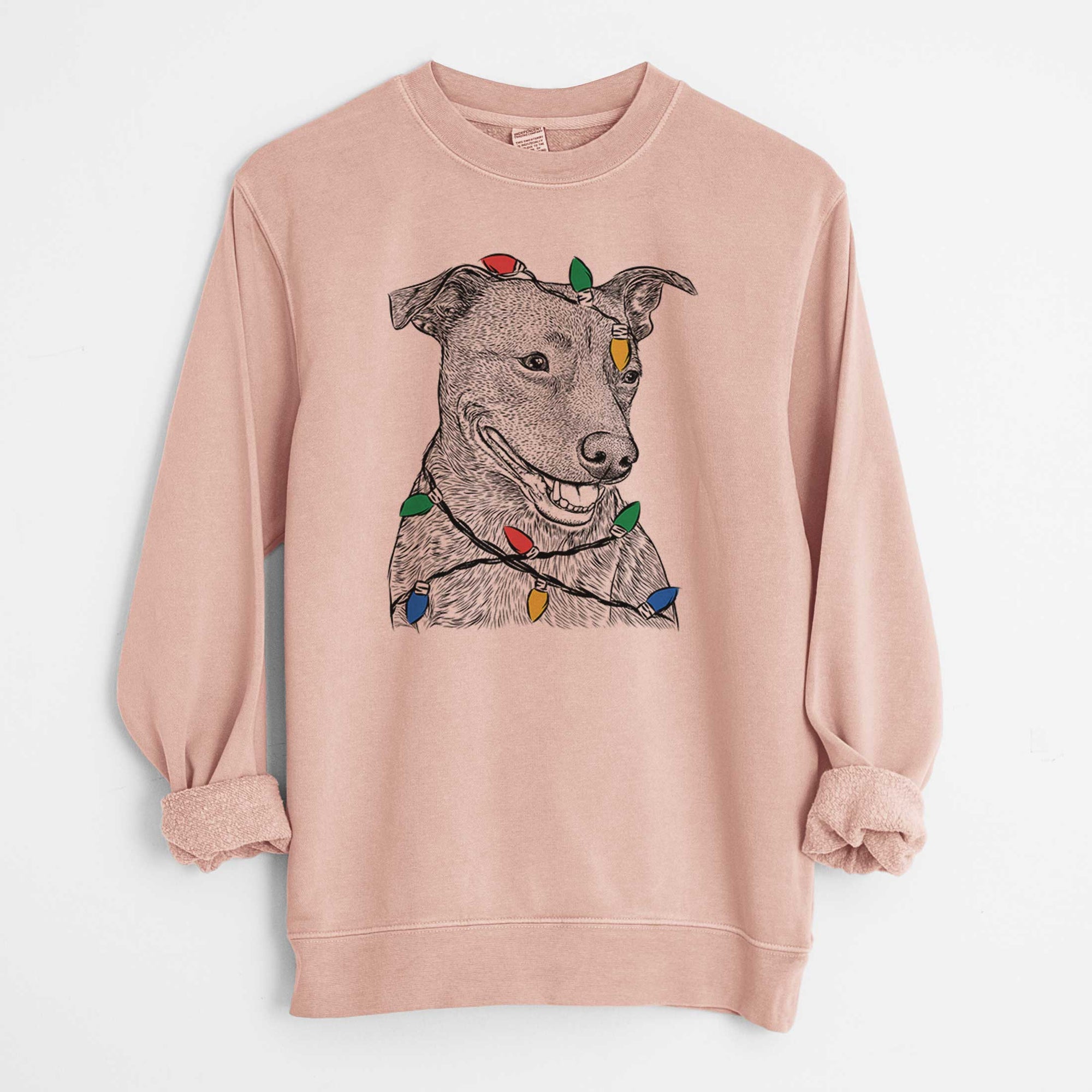 Christmas Lights Honey the Lab Pit Mix - Unisex Pigment Dyed Crew Sweatshirt