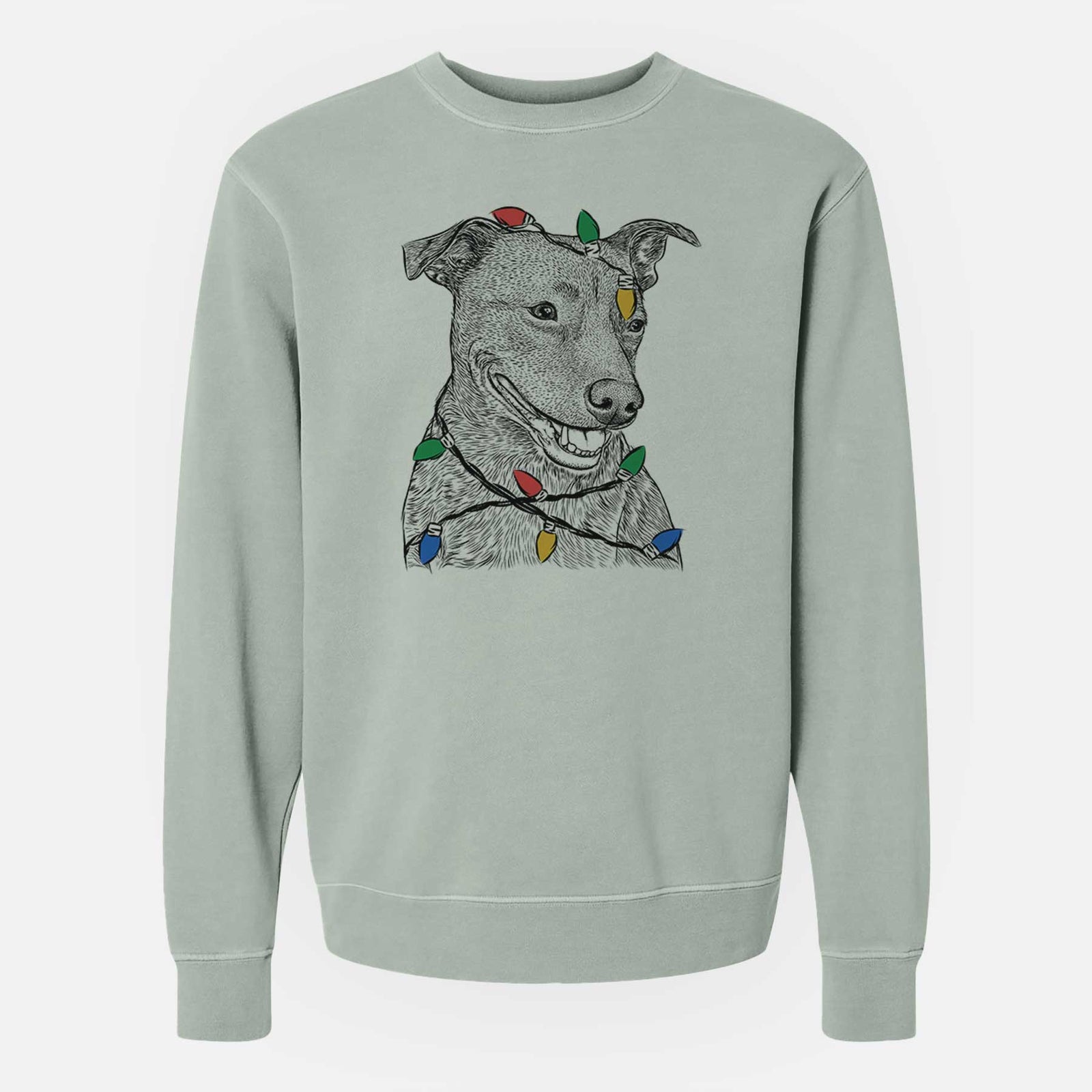 Christmas Lights Honey the Lab Pit Mix - Unisex Pigment Dyed Crew Sweatshirt