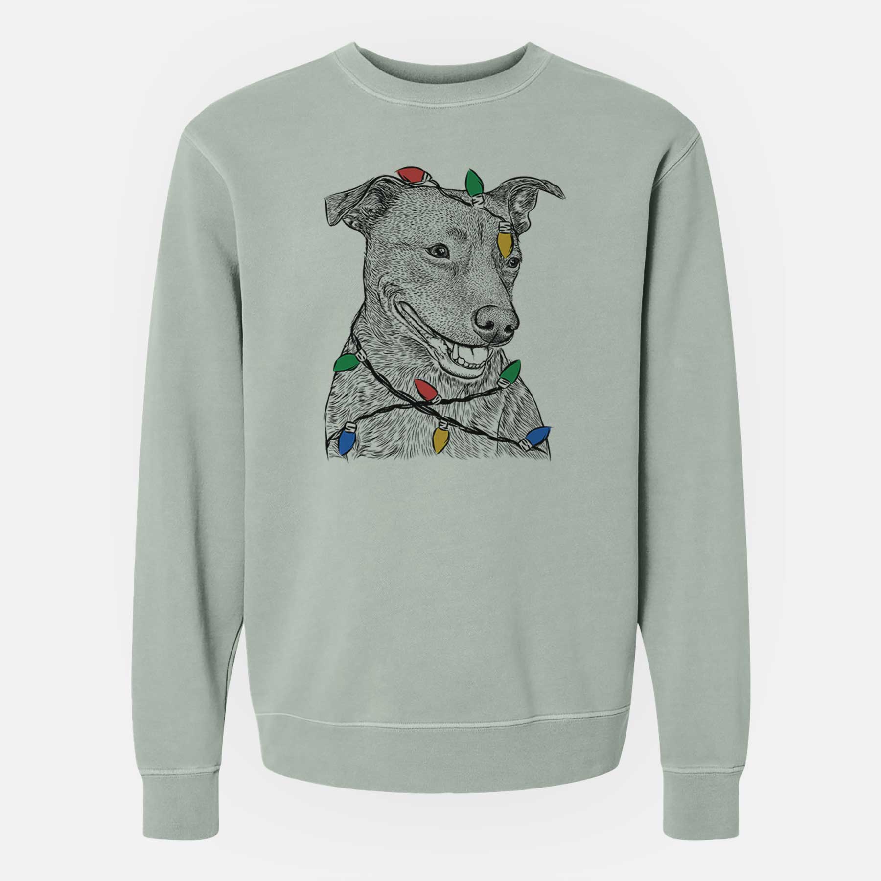 Christmas Lights Honey the Lab Pit Mix - Unisex Pigment Dyed Crew Sweatshirt
