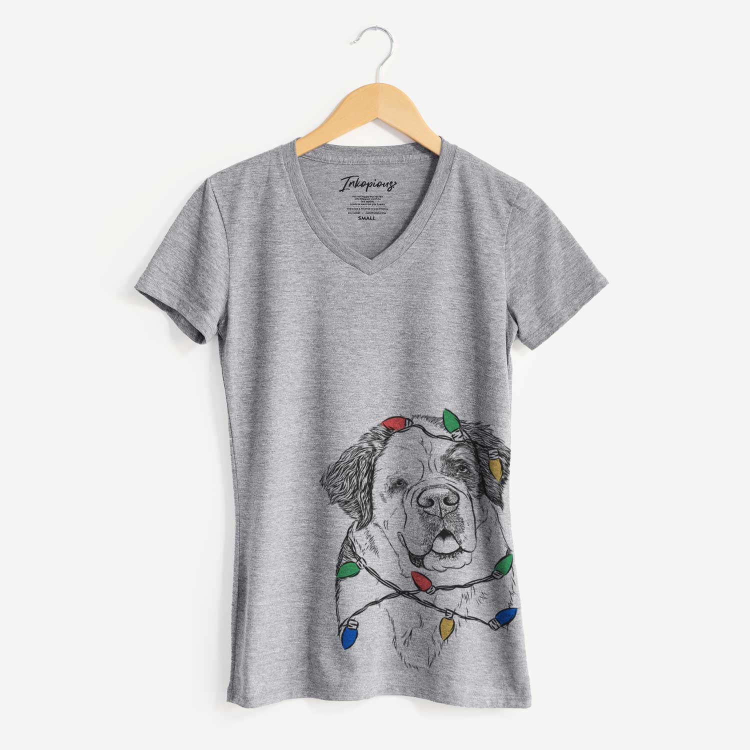 Christmas Lights Hook the Saint Bernard - Women's V-neck Shirt