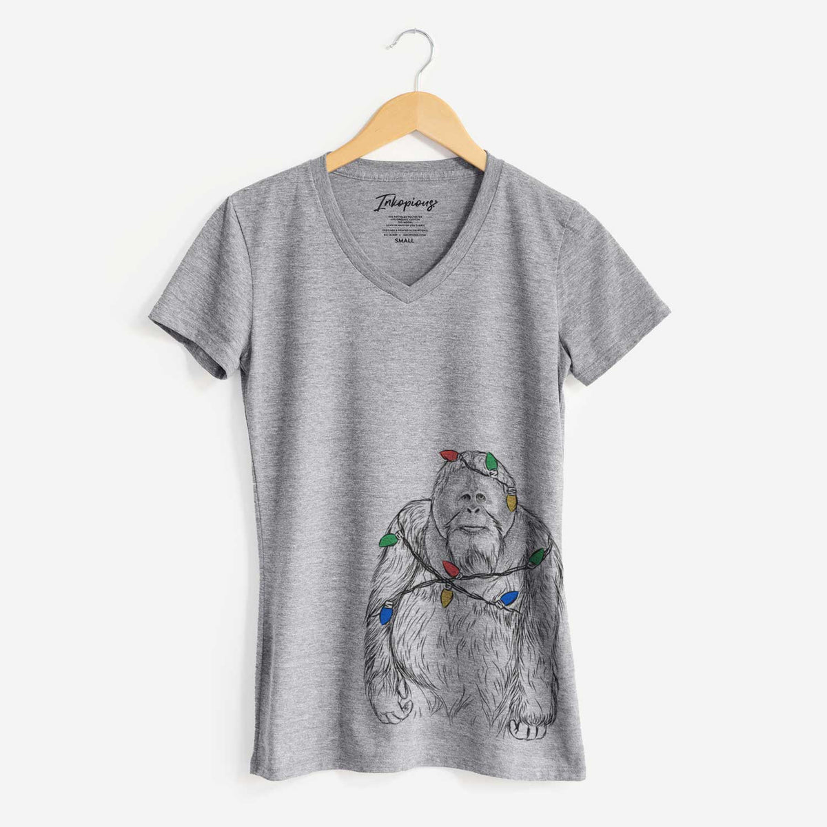 Christmas Lights Horace the Male Orangutan - Women's V-neck Shirt