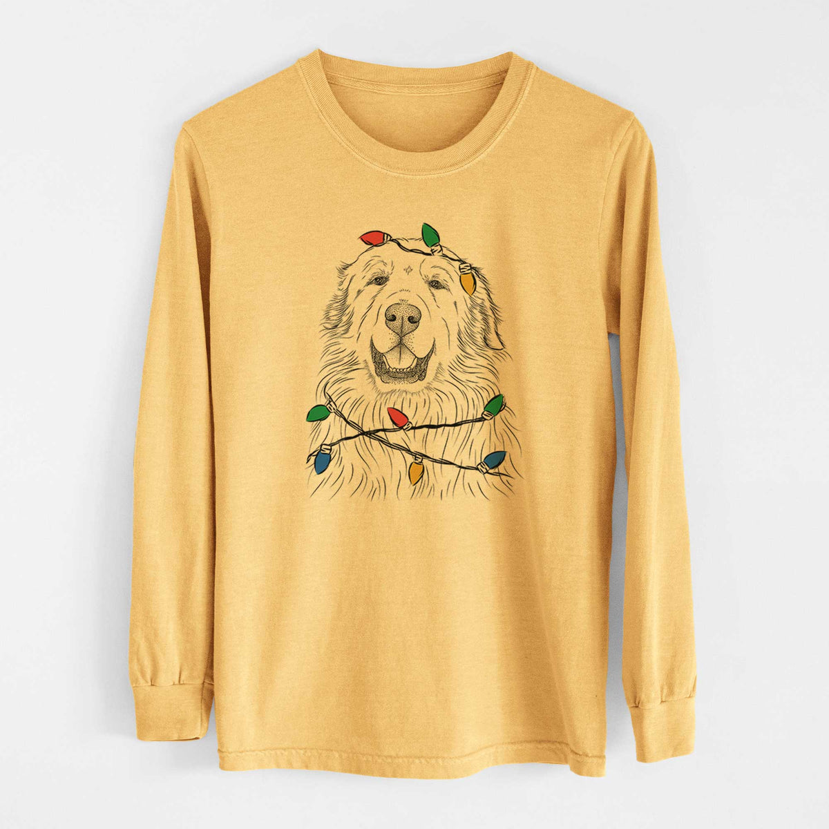 Christmas Lights Horton the Great Pyrenees - Heavyweight 100% Cotton Long Sleeve