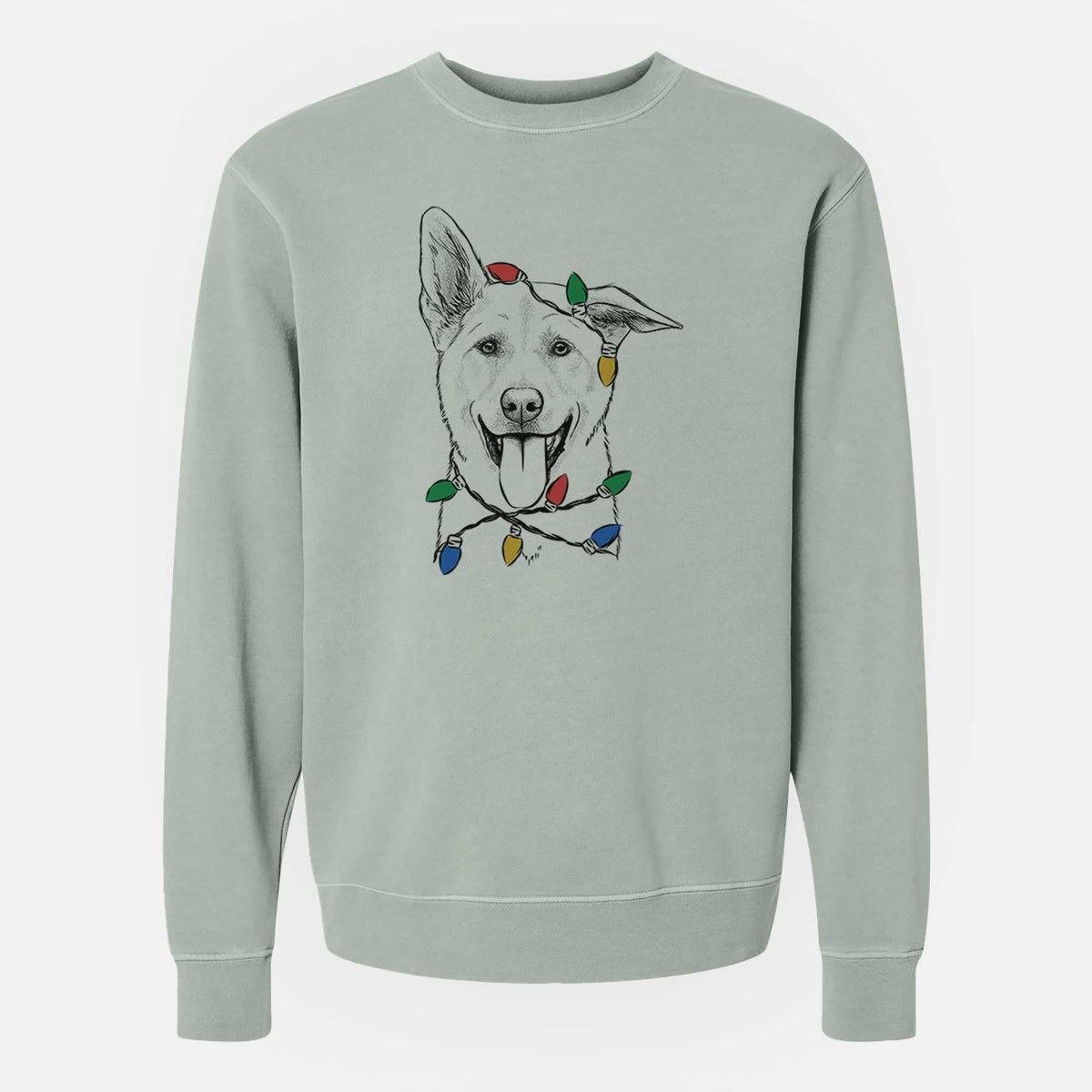 Christmas Lights Hoya the Korean Jindo - Unisex Pigment Dyed Crew Sweatshirt