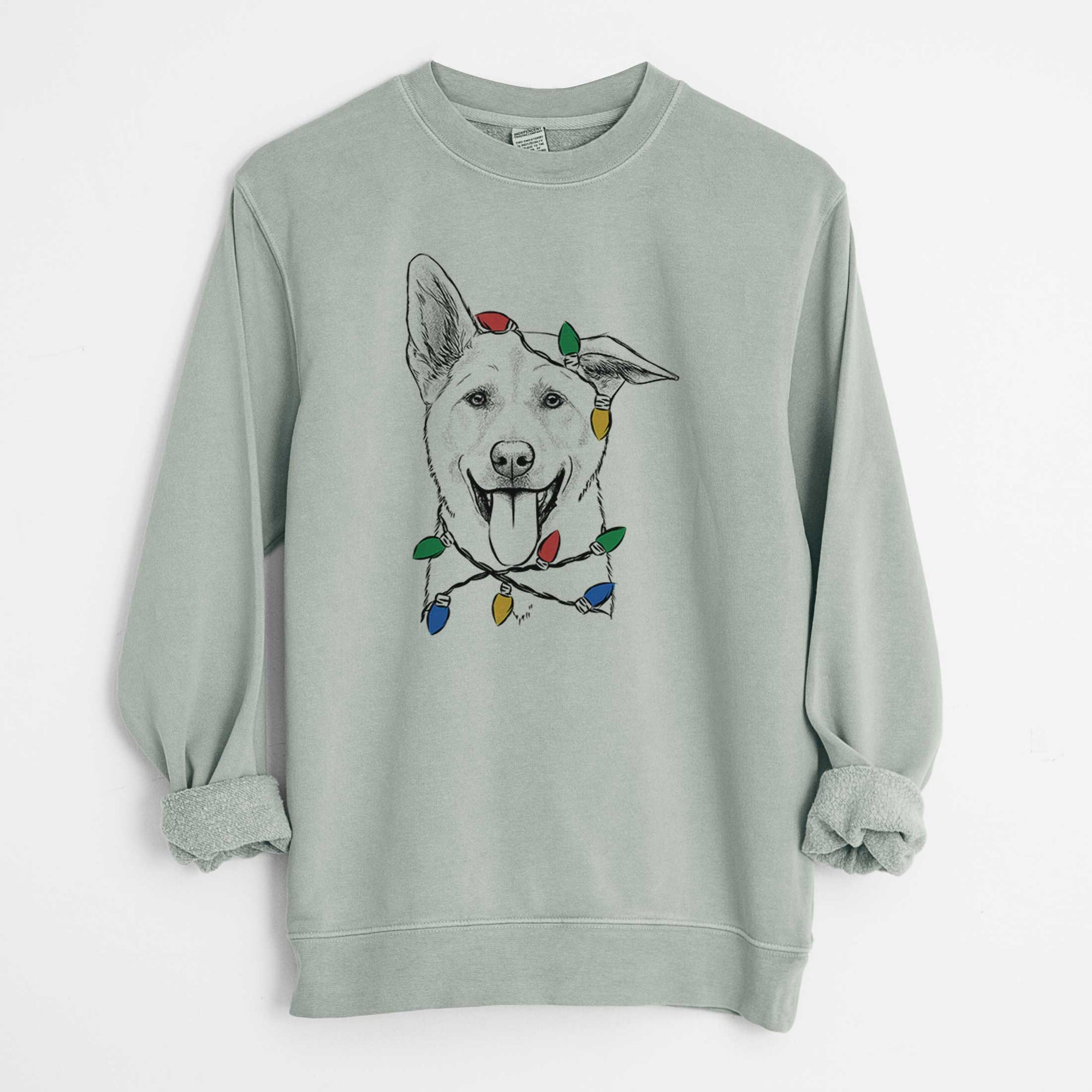 Christmas Lights Hoya the Korean Jindo - Unisex Pigment Dyed Crew Sweatshirt