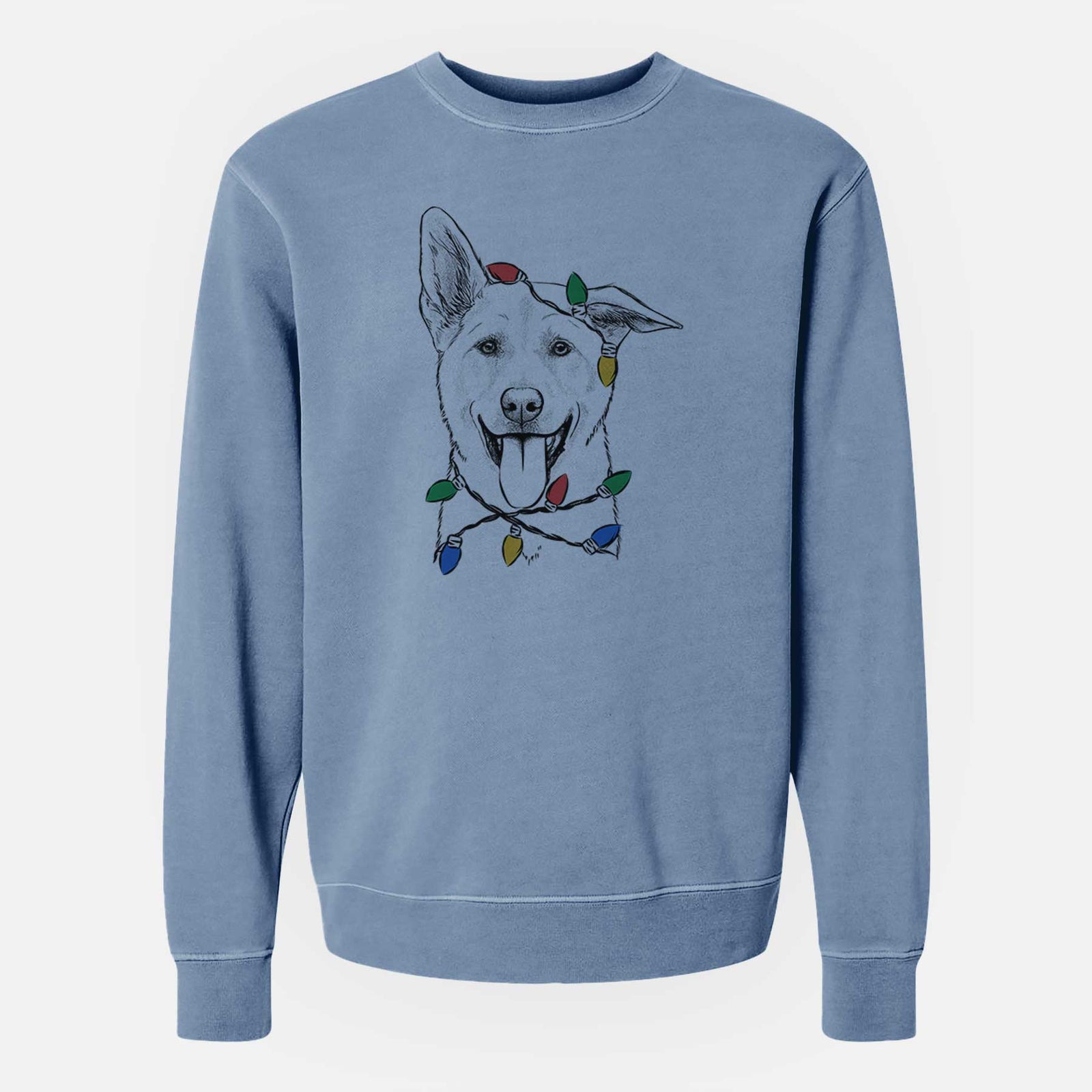 Christmas Lights Hoya the Korean Jindo - Unisex Pigment Dyed Crew Sweatshirt