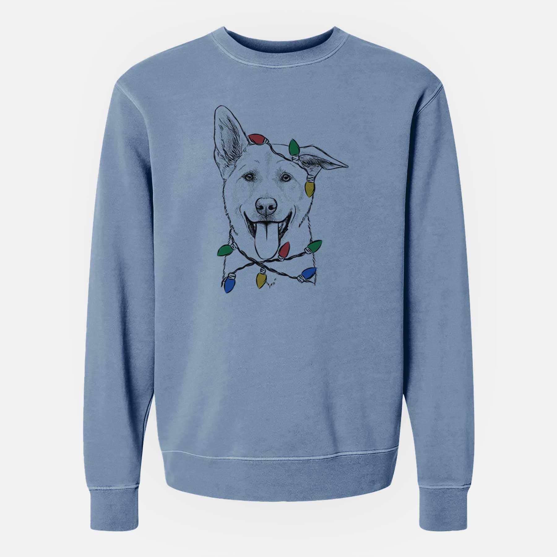 Christmas Lights Hoya the Korean Jindo - Unisex Pigment Dyed Crew Sweatshirt