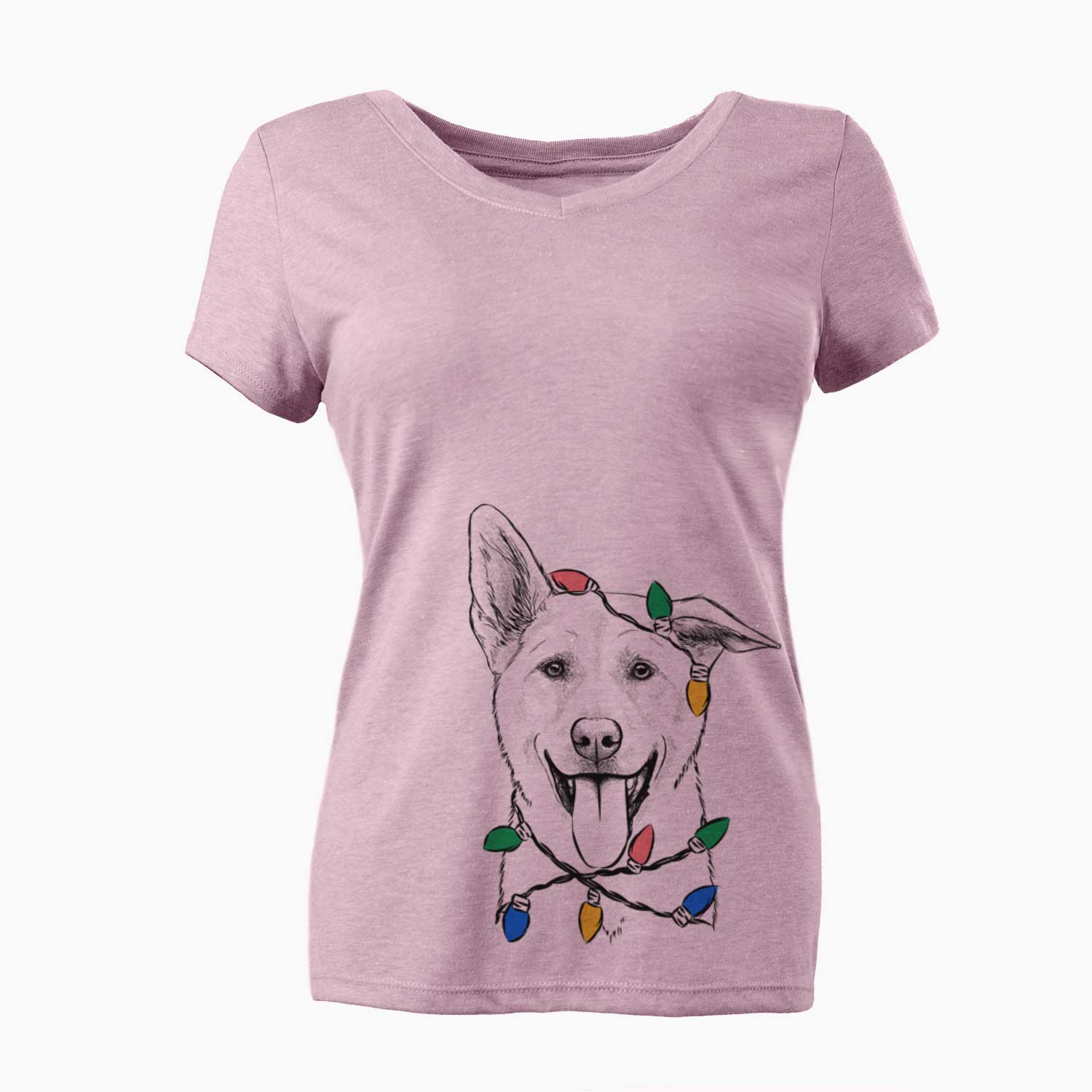 Christmas Lights Hoya the Korean Jindo - Women's V-neck Shirt