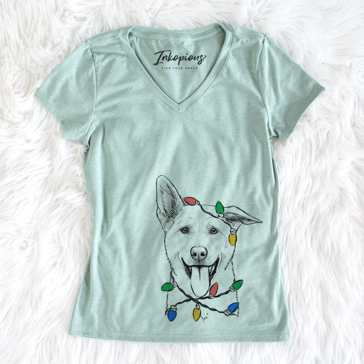 Christmas Lights Hoya the Korean Jindo - Women&#39;s V-neck Shirt