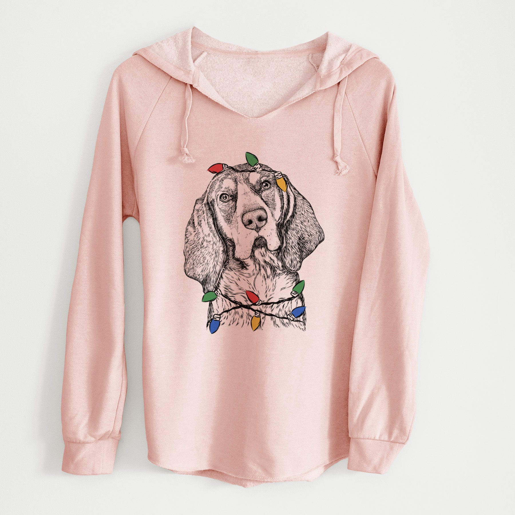 Christmas Lights Huck the Bluetick Coonhound - Cali Wave Hooded Sweatshirt