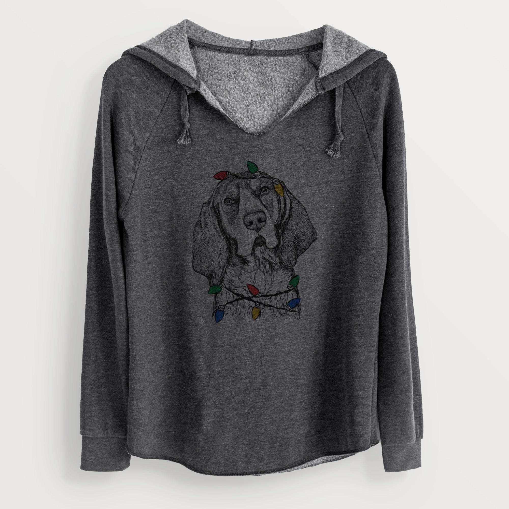 Christmas Lights Huck the Bluetick Coonhound - Cali Wave Hooded Sweatshirt