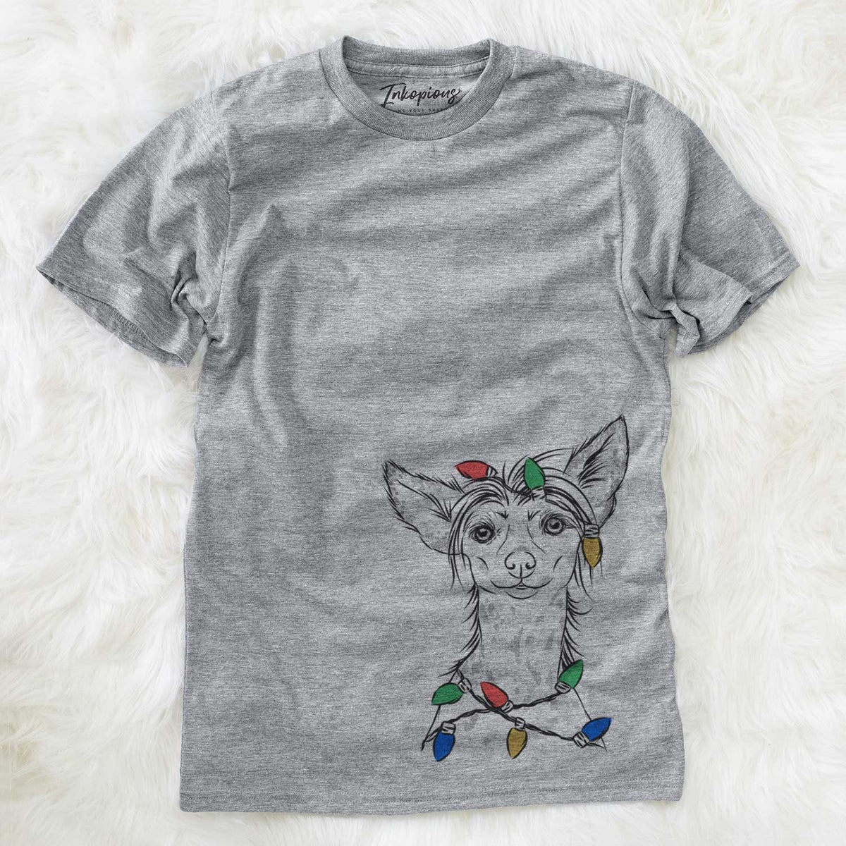 Christmas Lights Hudson the Chinese Crested - Unisex Crewneck