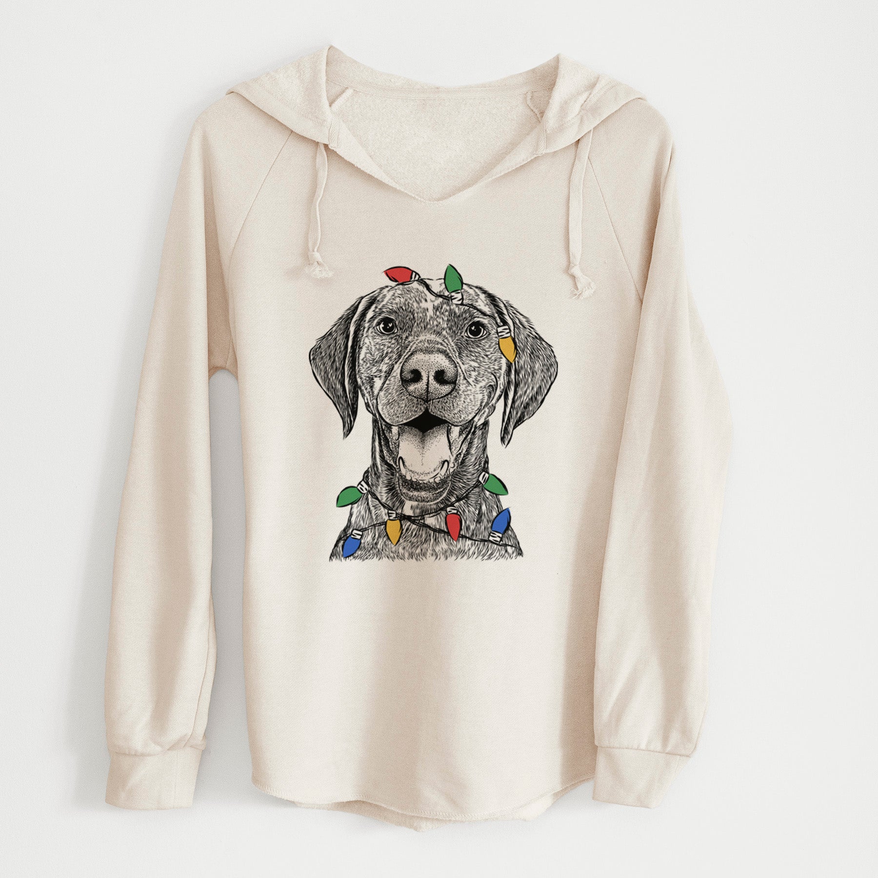 Christmas Lights Hudson the German Shorthaired Pointer - Cali Wave Hooded Sweatshirt