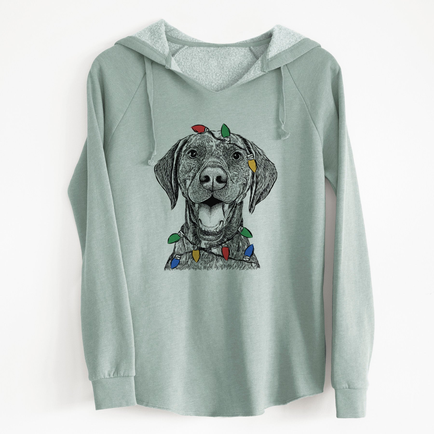 Christmas Lights Hudson the German Shorthaired Pointer - Cali Wave Hooded Sweatshirt