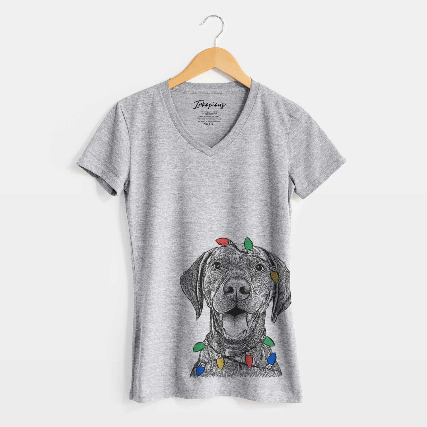 Christmas Lights Hudson the German Shorthaired Pointer - Women's V-neck Shirt