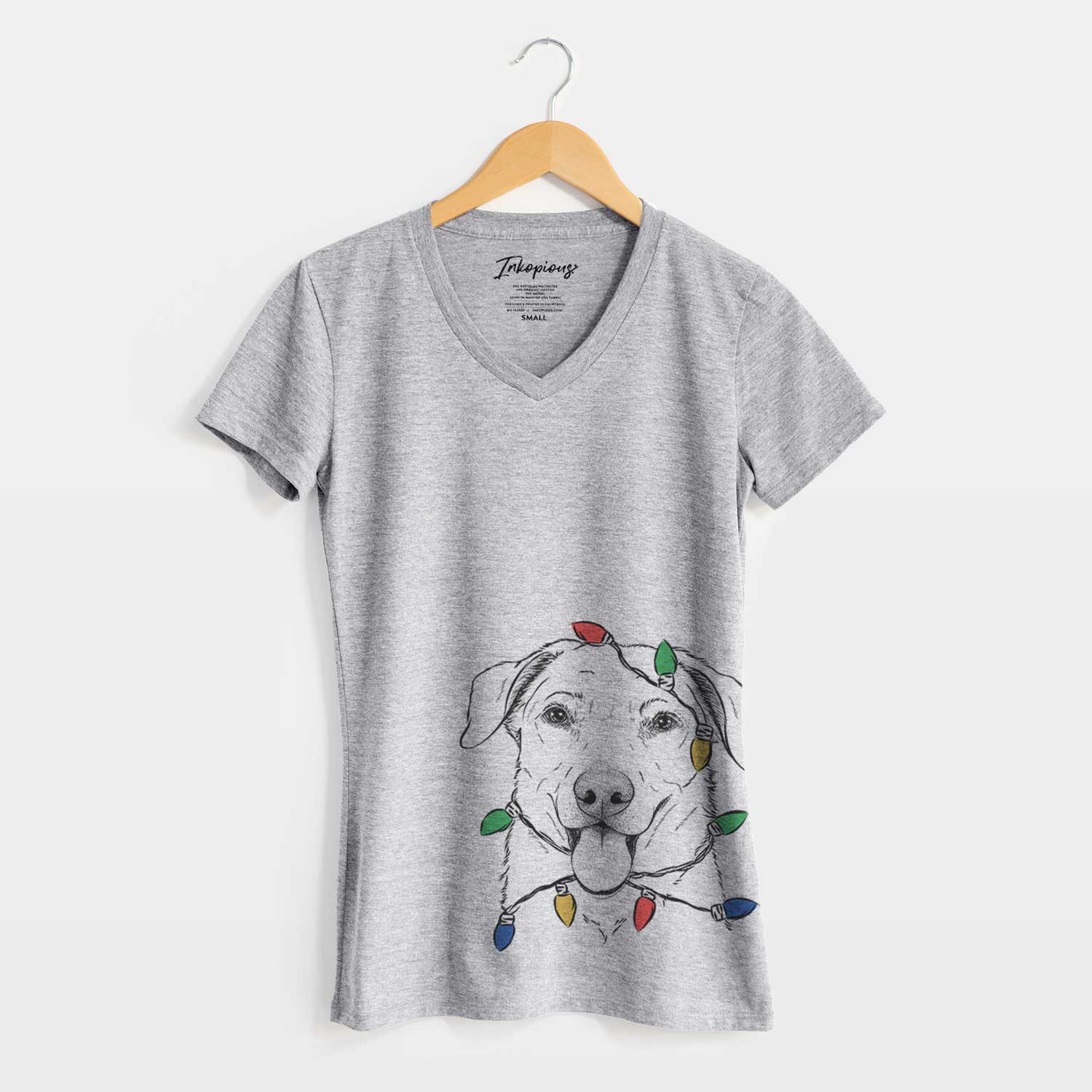 Christmas Lights Hudson the Shepherd - Women's V-neck Shirt