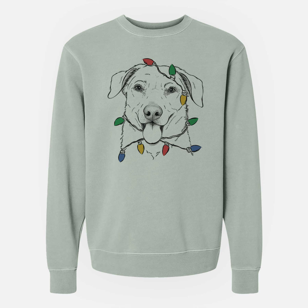 Christmas Lights Hudson the Shepherd - Unisex Pigment Dyed Crew Sweatshirt
