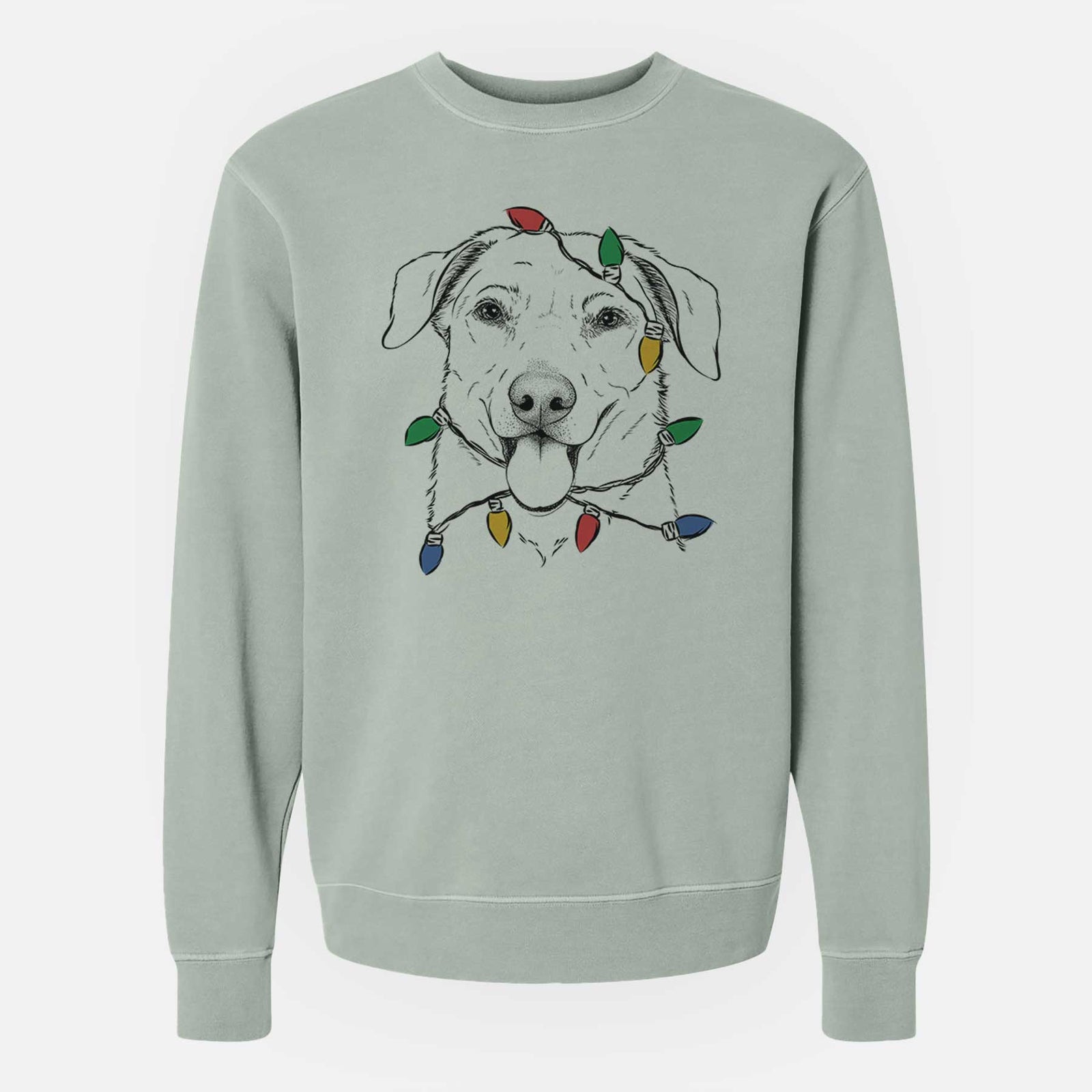 Christmas Lights Hudson the Shepherd - Unisex Pigment Dyed Crew Sweatshirt