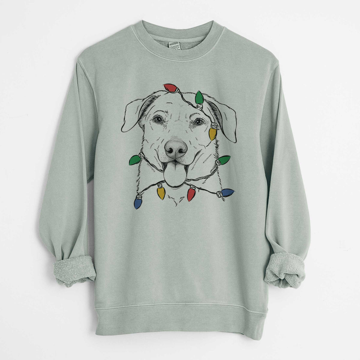 Christmas Lights Hudson the Shepherd - Unisex Pigment Dyed Crew Sweatshirt