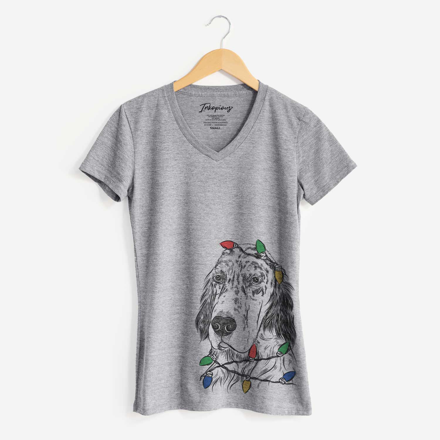 Christmas Lights Hutch the English Setter - Women's V-neck Shirt