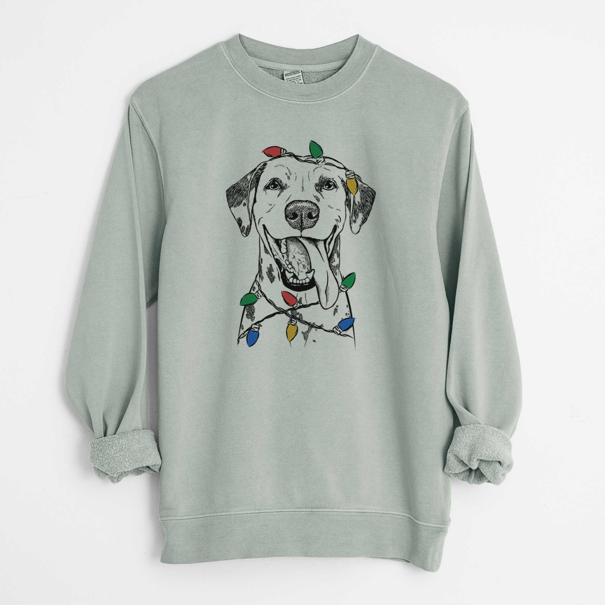 Christmas Lights Hydro the Dalmatian - Unisex Pigment Dyed Crew Sweatshirt