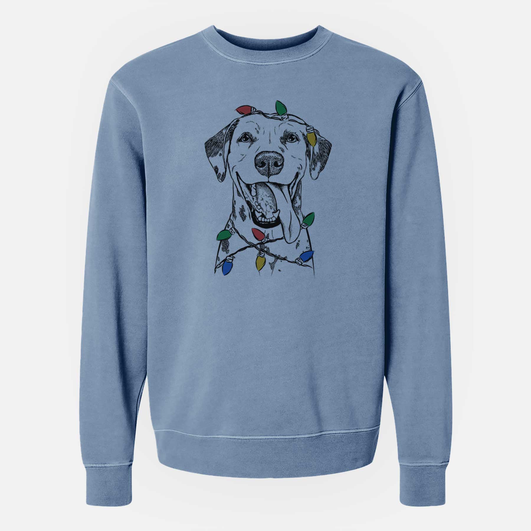 Christmas Lights Hydro the Dalmatian - Unisex Pigment Dyed Crew Sweatshirt