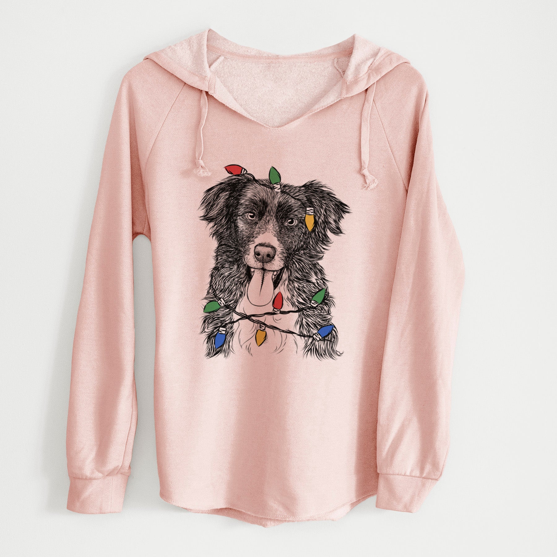 Christmas Lights Indi the Border Collie - Cali Wave Hooded Sweatshirt