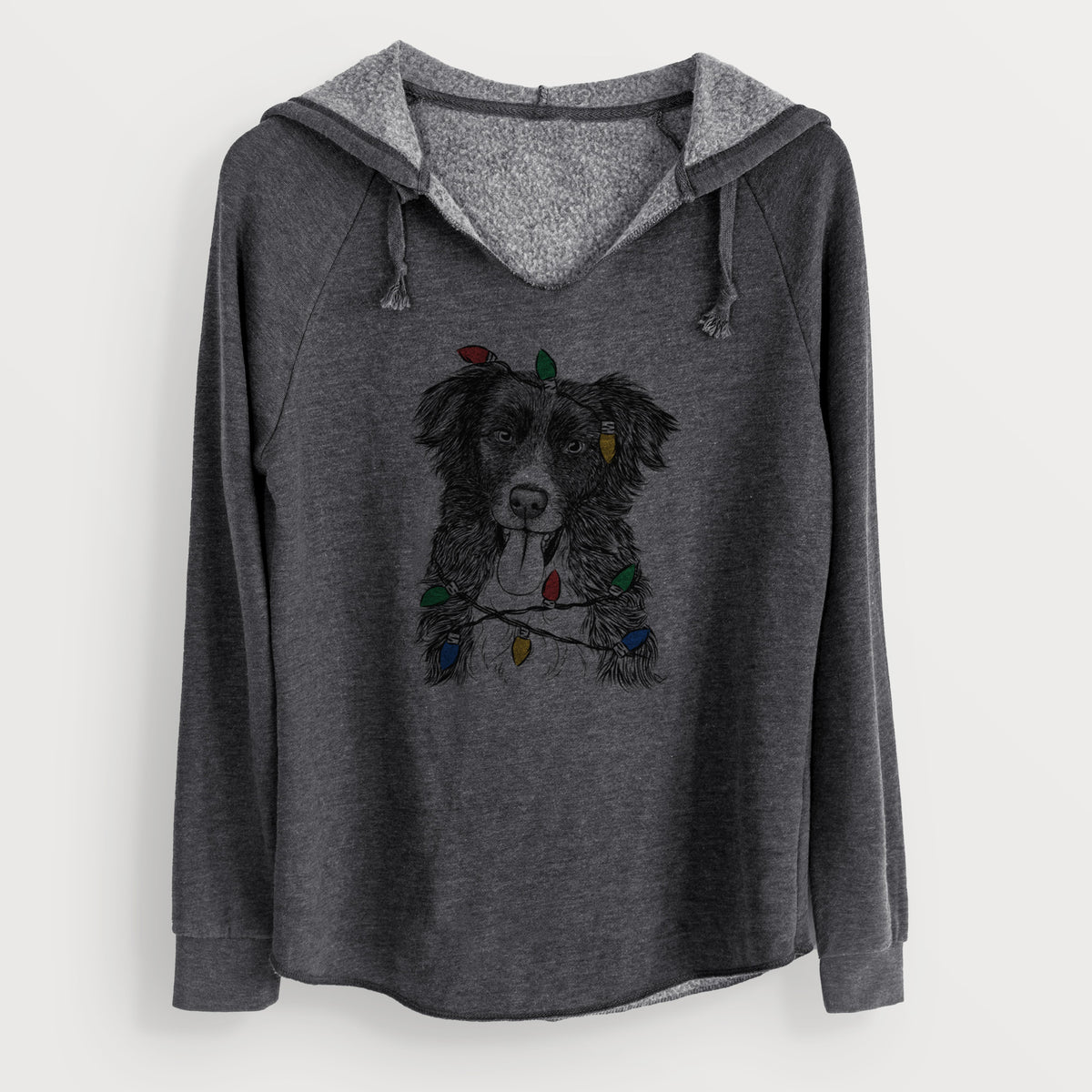 Christmas Lights Indi the Border Collie - Cali Wave Hooded Sweatshirt